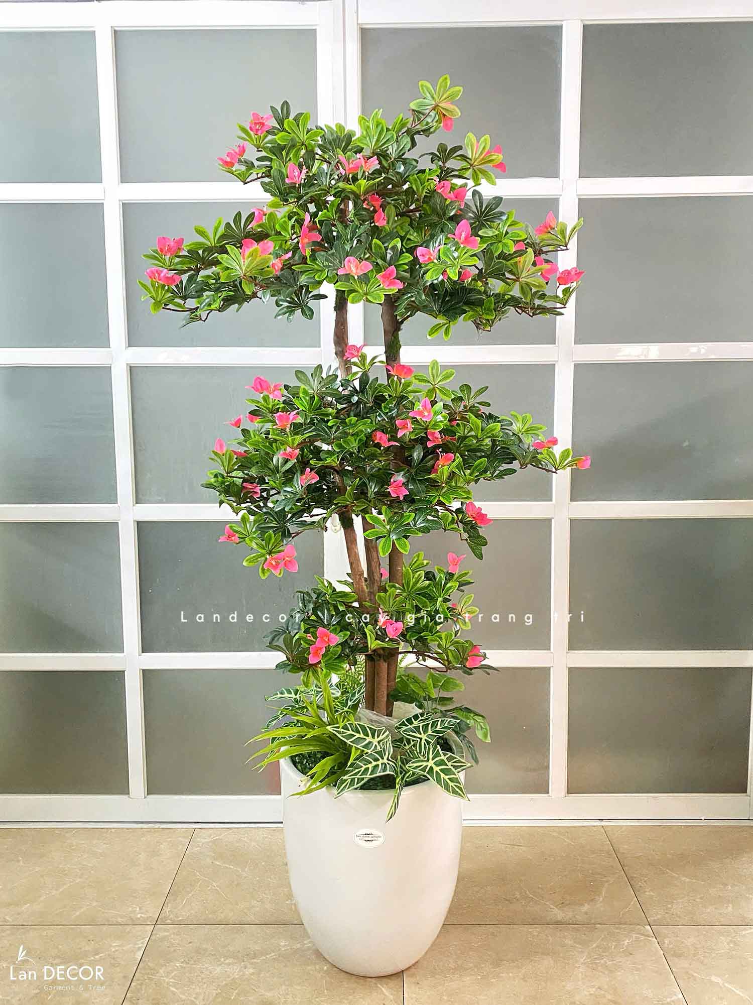 Cây Hoa Giả Decor - Cây Hoa Đỗ Quyên Thiết Kế Không Gian Đẹp (180cm)- CC1048