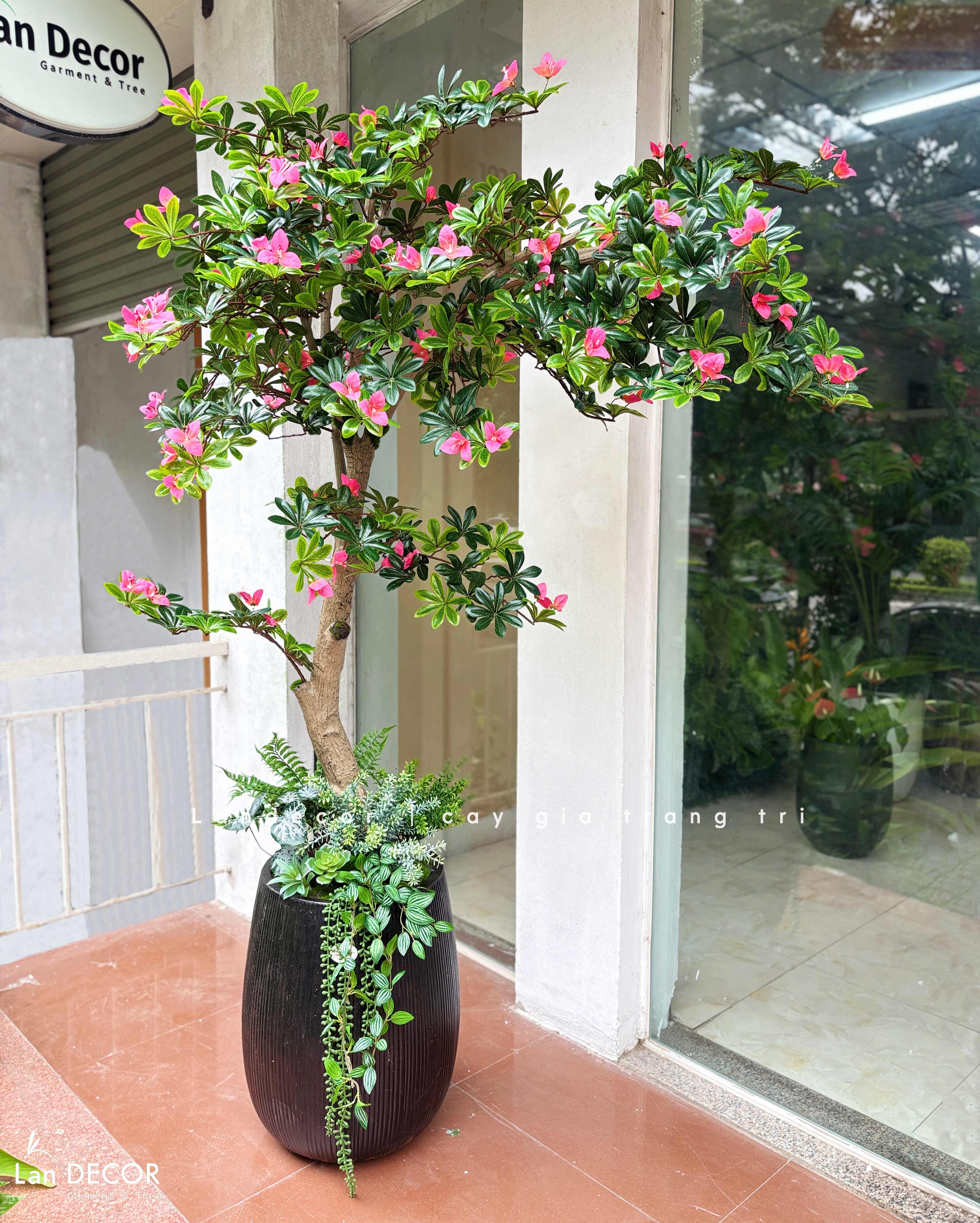 Cây Giả Tiểu Cảnh - Cây Đỗ Quyên Giả Trang Trí Không Gian Tạo Điểm Nhấn