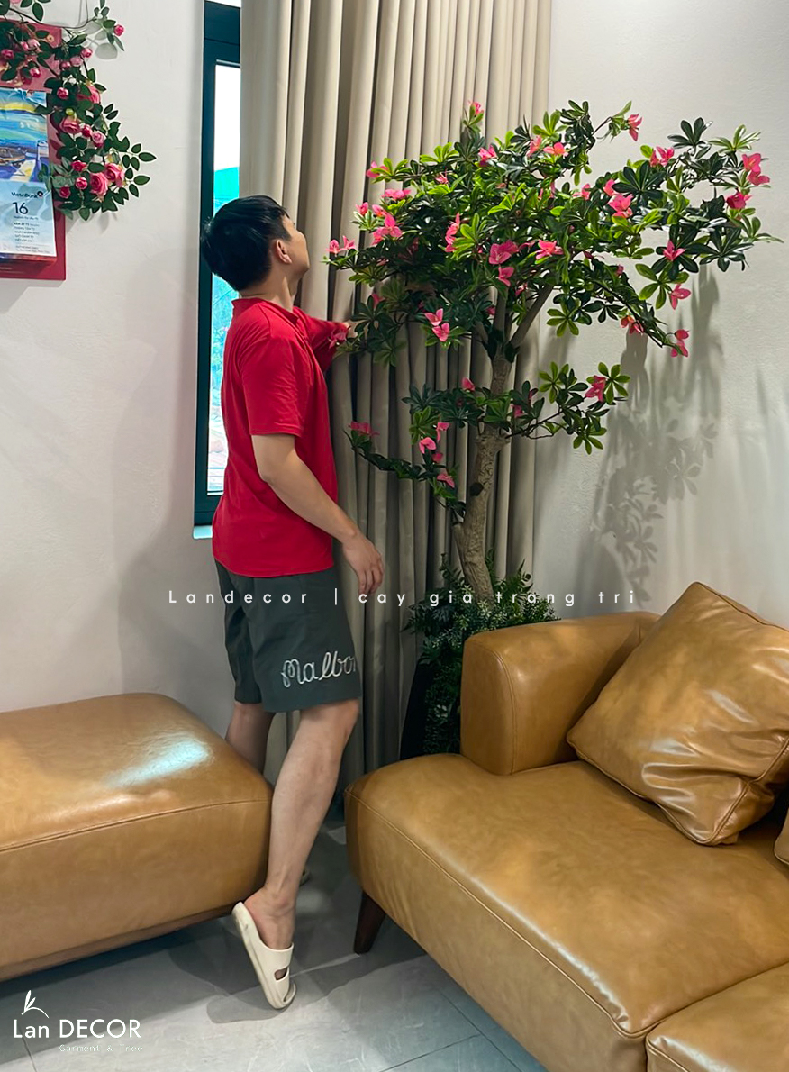 Cây Giả Tiểu Cảnh - Cây Đỗ Quyên Giả Trang Trí Không Gian Tạo Điểm Nhấn