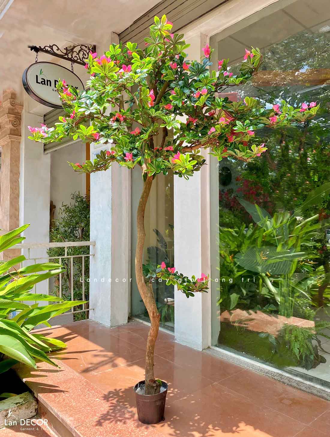 Cây Hoa Thiết Kế- Cây Đỗ Quyên Giả Thiết Kế Tiểu Cảnh Căn Hộ Đẹp Tự Nhiên (2m)- CC1174