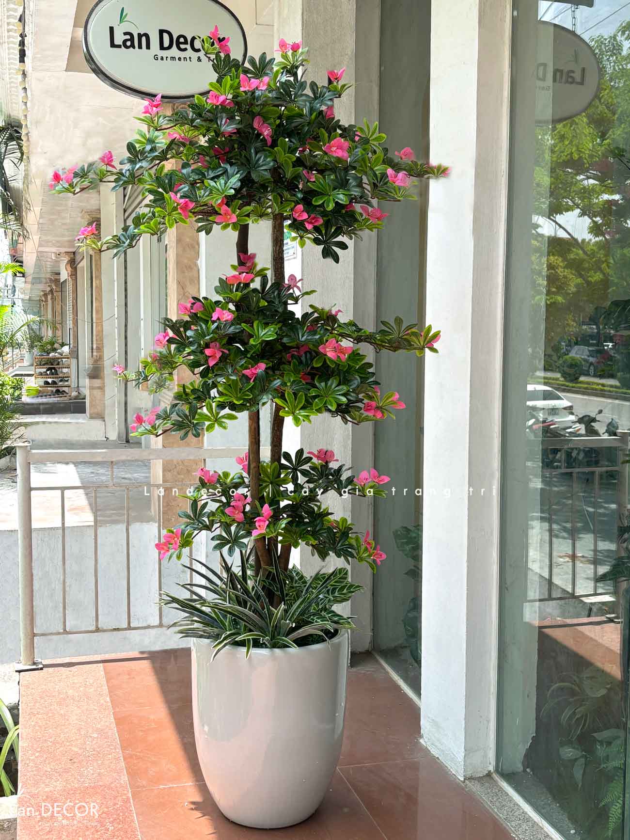 Cây Hoa Giả Decor - Cây Hoa Đỗ Quyên Thiết Kế Không Gian Đẹp (180cm)- CC1048