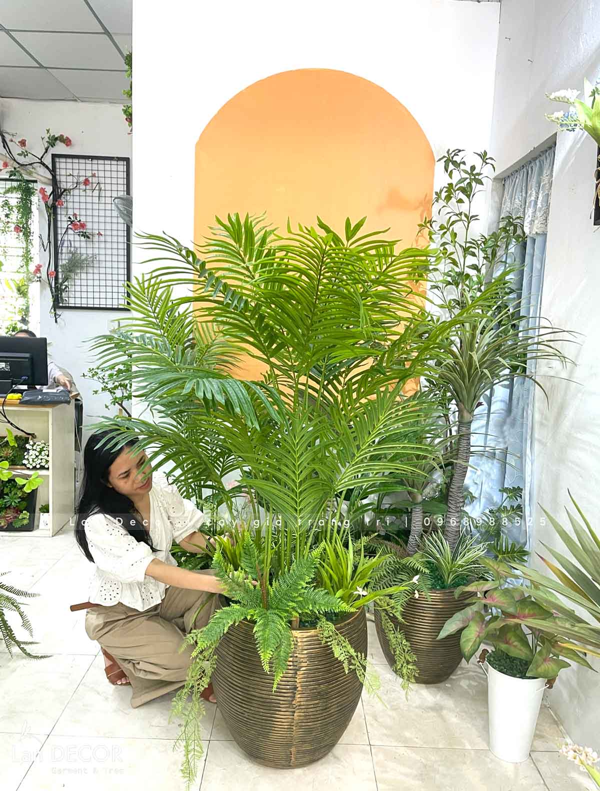 Cây giả decor - Cây dừa cảnh trang trí không gian xanh mát (150cm)- LC3038