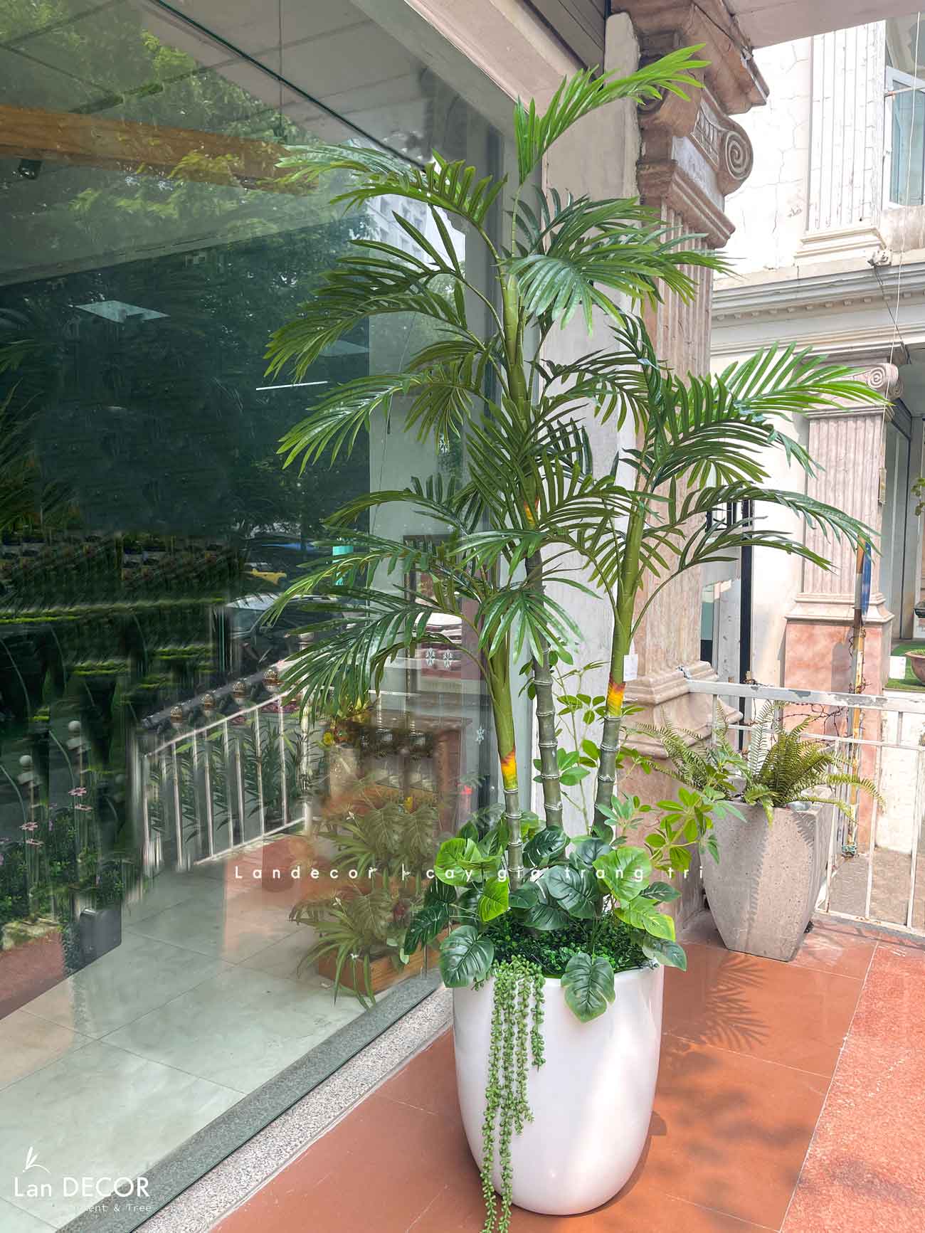 Cây Giả Trang Trí- Cây Dừa Giả 3 Thân Thiết Kế Tiểu Cảnh Xanh Độc Đáo (180cm)- LC3707