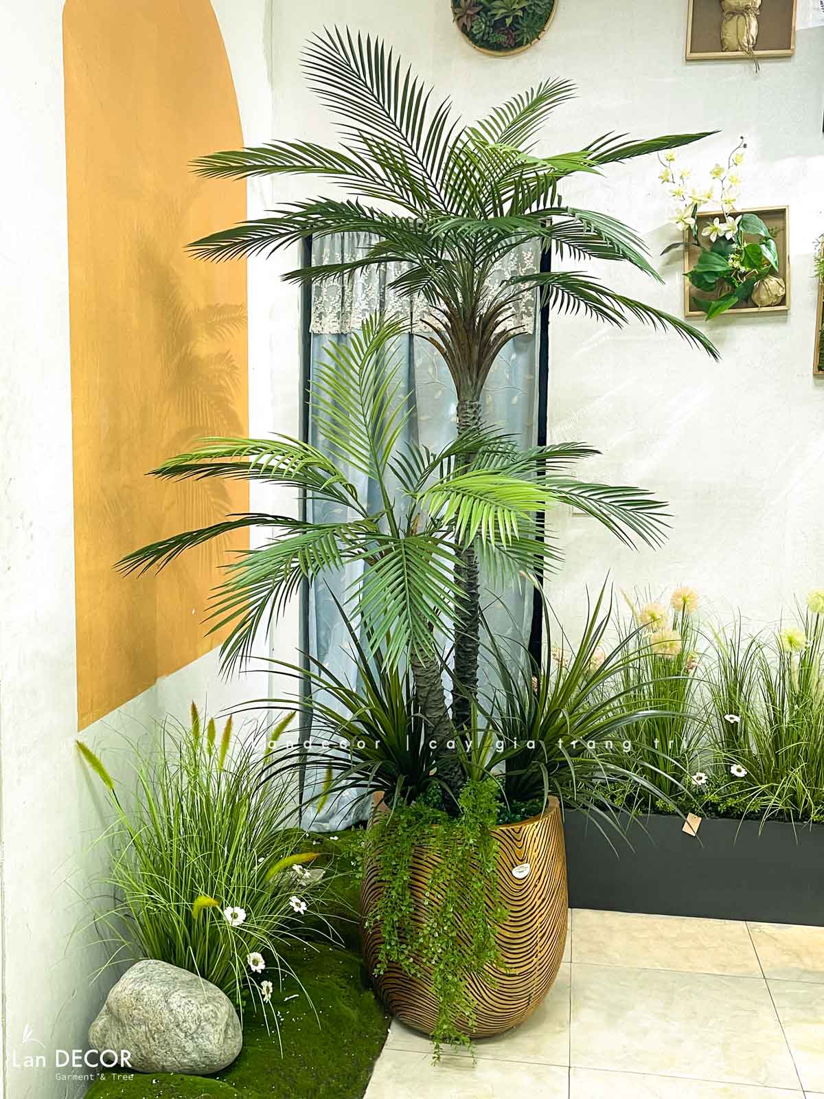 Cây Giả - Cây Dừa Giả 2 Thân Thiết Kế Văn Phòng Hiện Đại (210cm)- LC3567- ghép