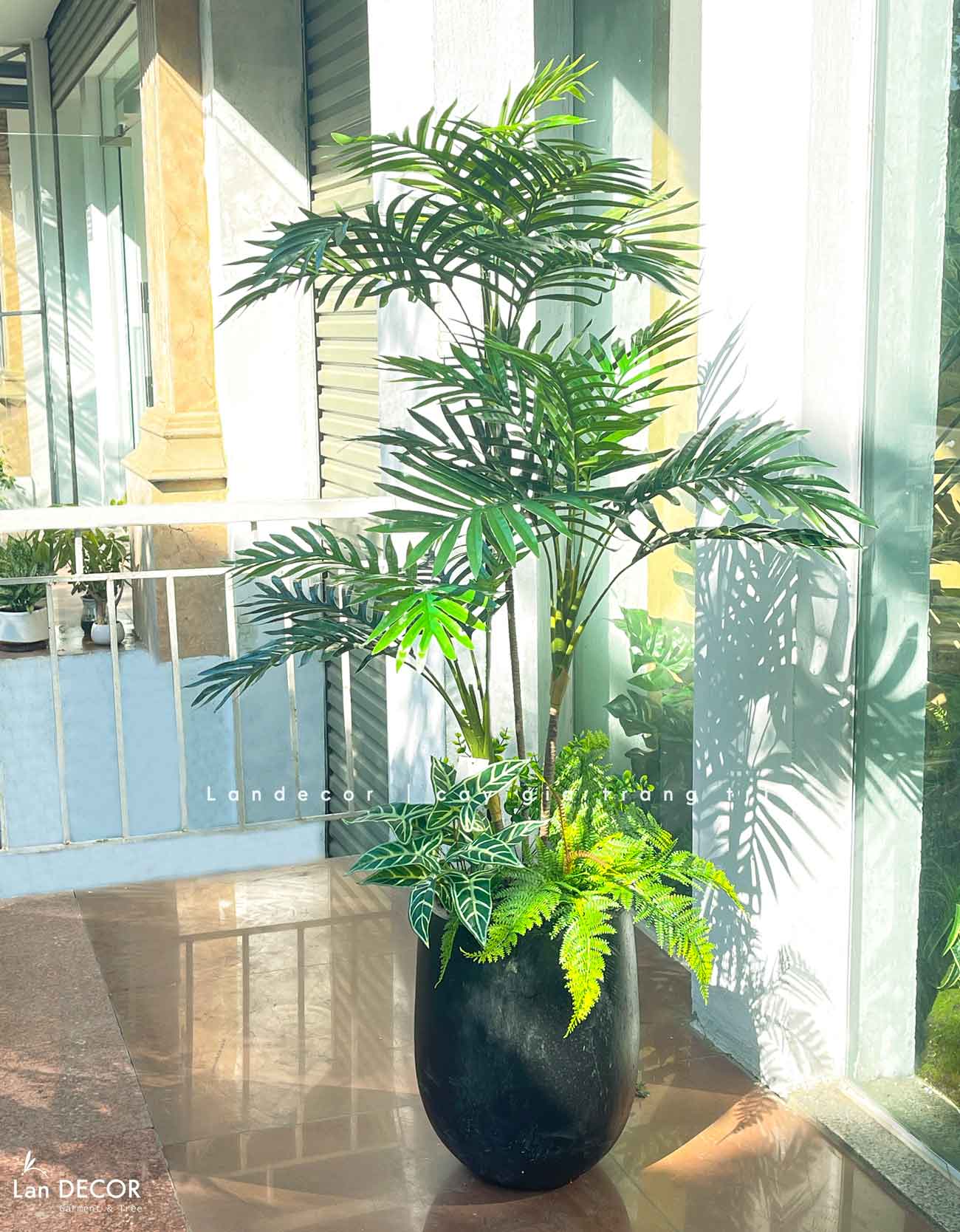 CHẬU CÂY DỪA TRANG TRÍ TIỂU CẢNH LANDECOR (115cm) - LC2959 mix