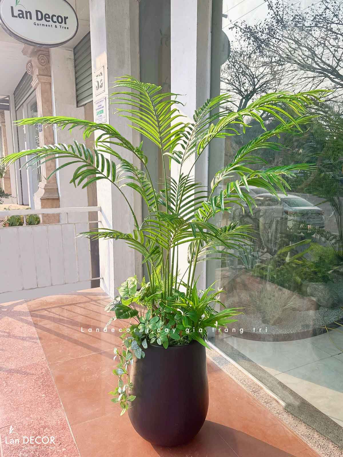 Cây giả decor - Cây dừa cảnh trang trí không gian xanh mát (150cm)- LC3038