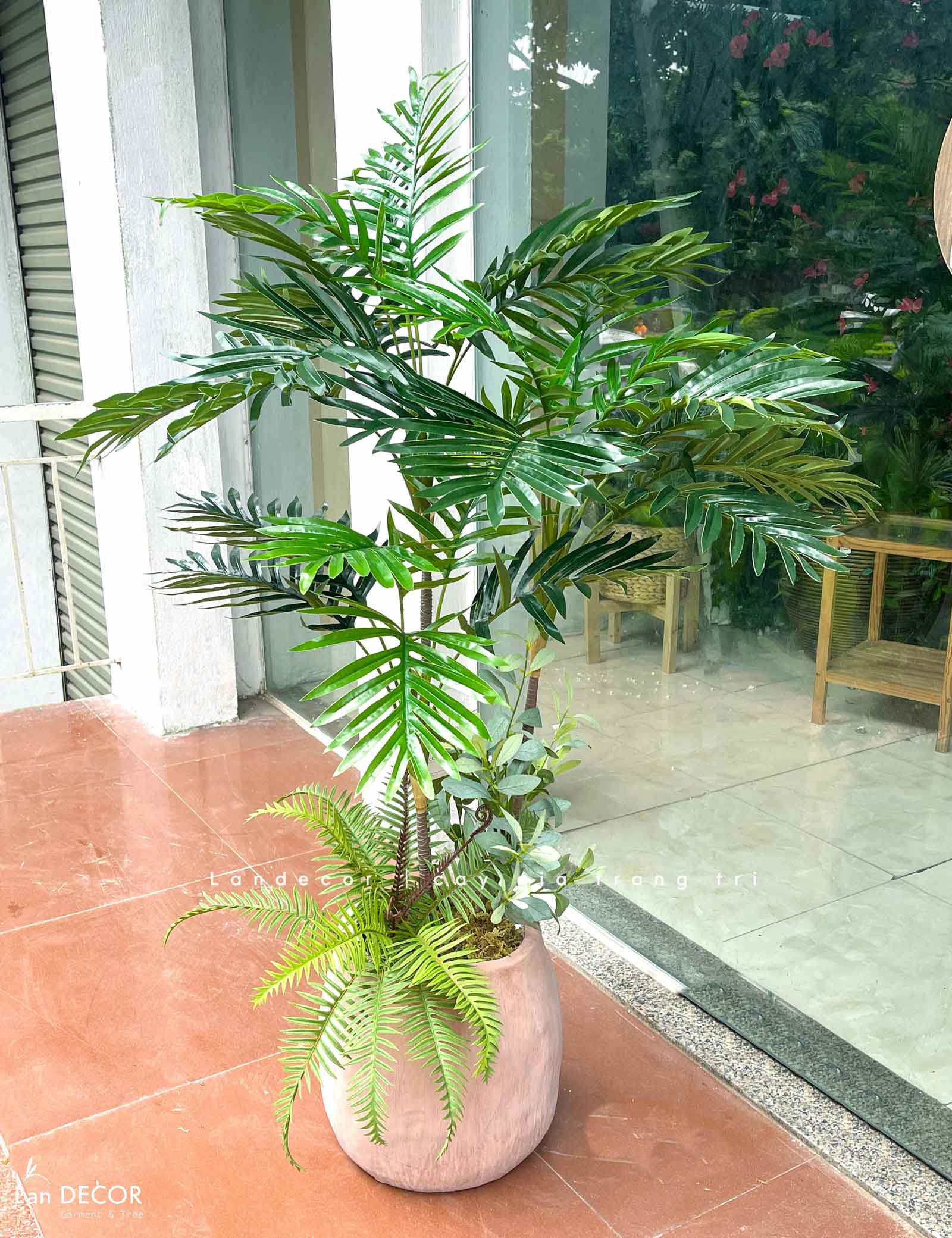 CHẬU CÂY DỪA TRANG TRÍ TIỂU CẢNH LANDECOR (115cm) - LC2959 mix
