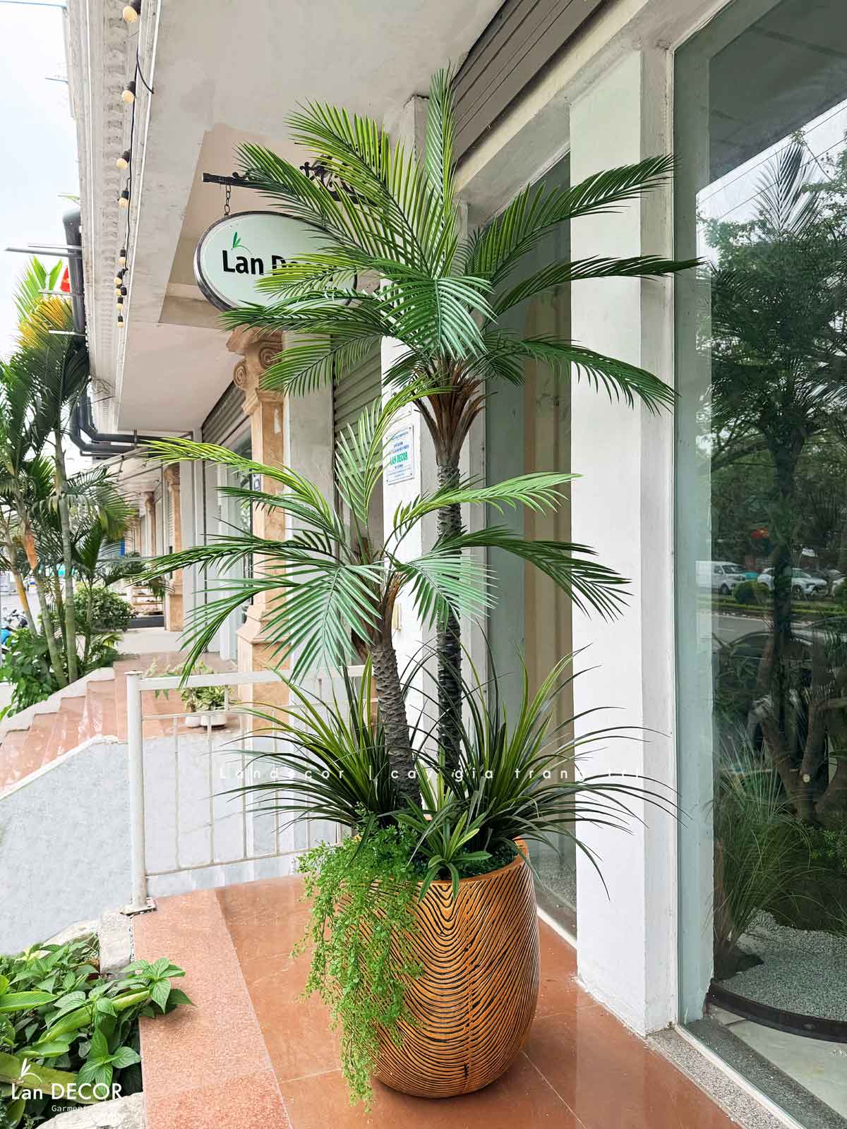 Cây Giả - Cây Dừa Giả 2 Thân Thiết Kế Văn Phòng Hiện Đại (210cm)- LC3567- ghép