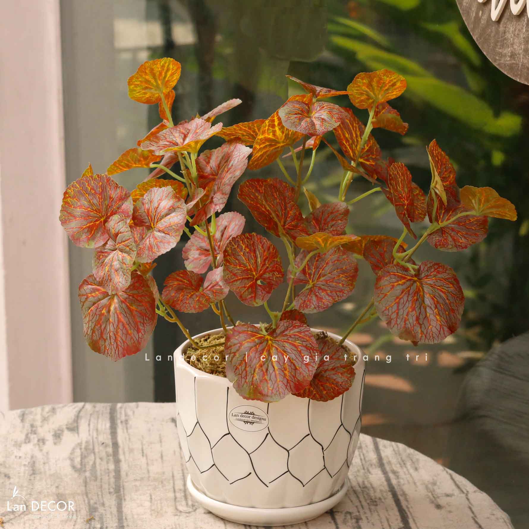 Cây Giả Decor - Cây Sen Cạn Giả Để Bàn Tạo Điểm Nhấn (40cm)- CC1490