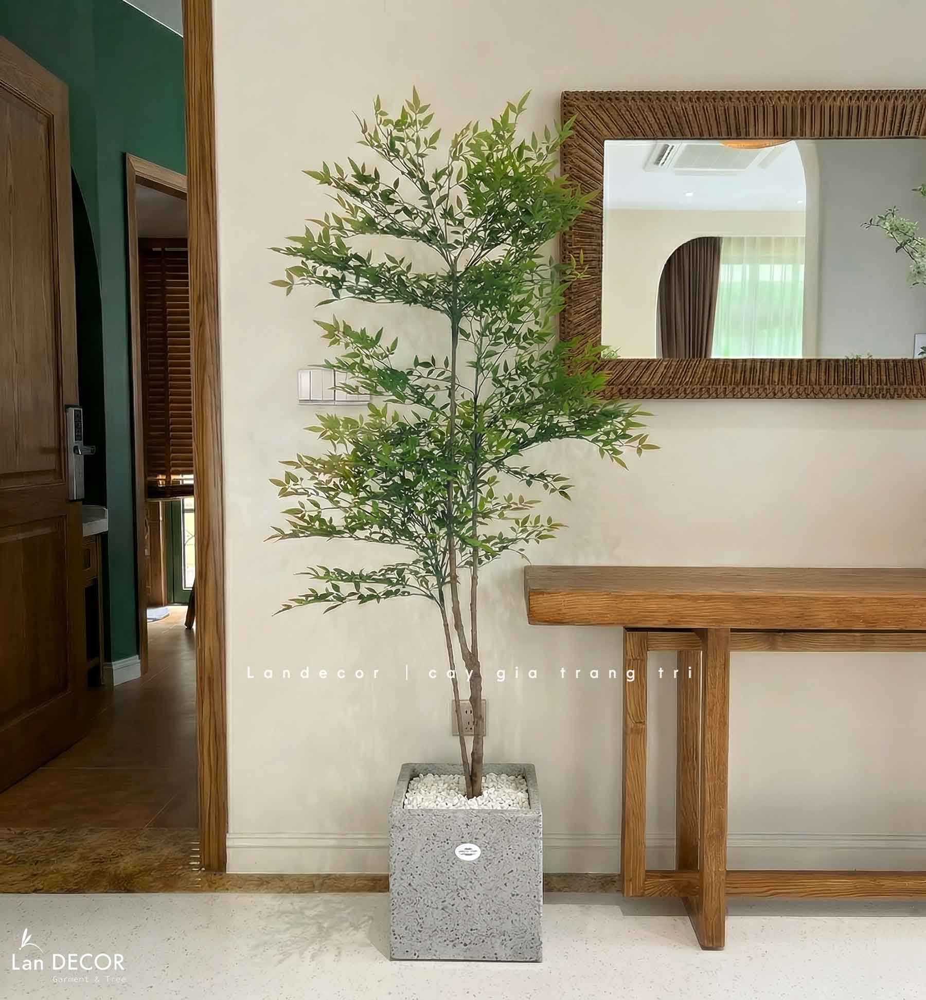 Cây Giả Decor- Cây Nam Thiên Trúc Giả Trang Trí Tiểu Cảnh Tự Nhiên (160cm)- LC3042