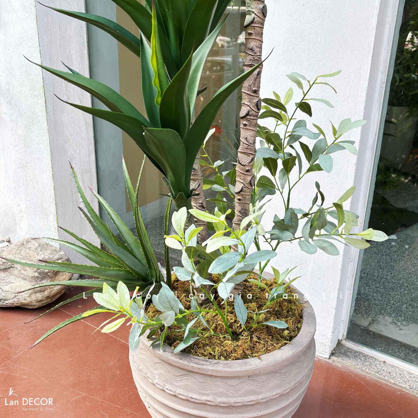 Cây Giả Tiểu Cảnh- Cây Yucca Giả Trang Trí Tiểu Cảnh Xương Rồng Độc Đáo (120cm)- LC3541