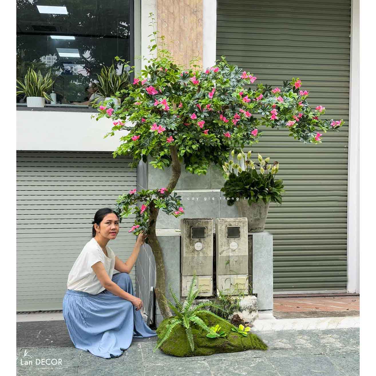 Cây Giả Tiểu Cảnh - Cây Đỗ Quyên Dáng Huyền Trang Trí Tiểu Cảnh Ấn Tượng (200cm)- CC1090