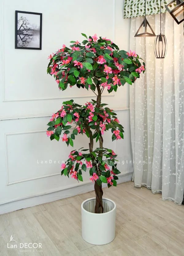 Cây hoa Đỗ Quyên cây giả trang trí nội thất Lan Decor (165cm) - LC2819