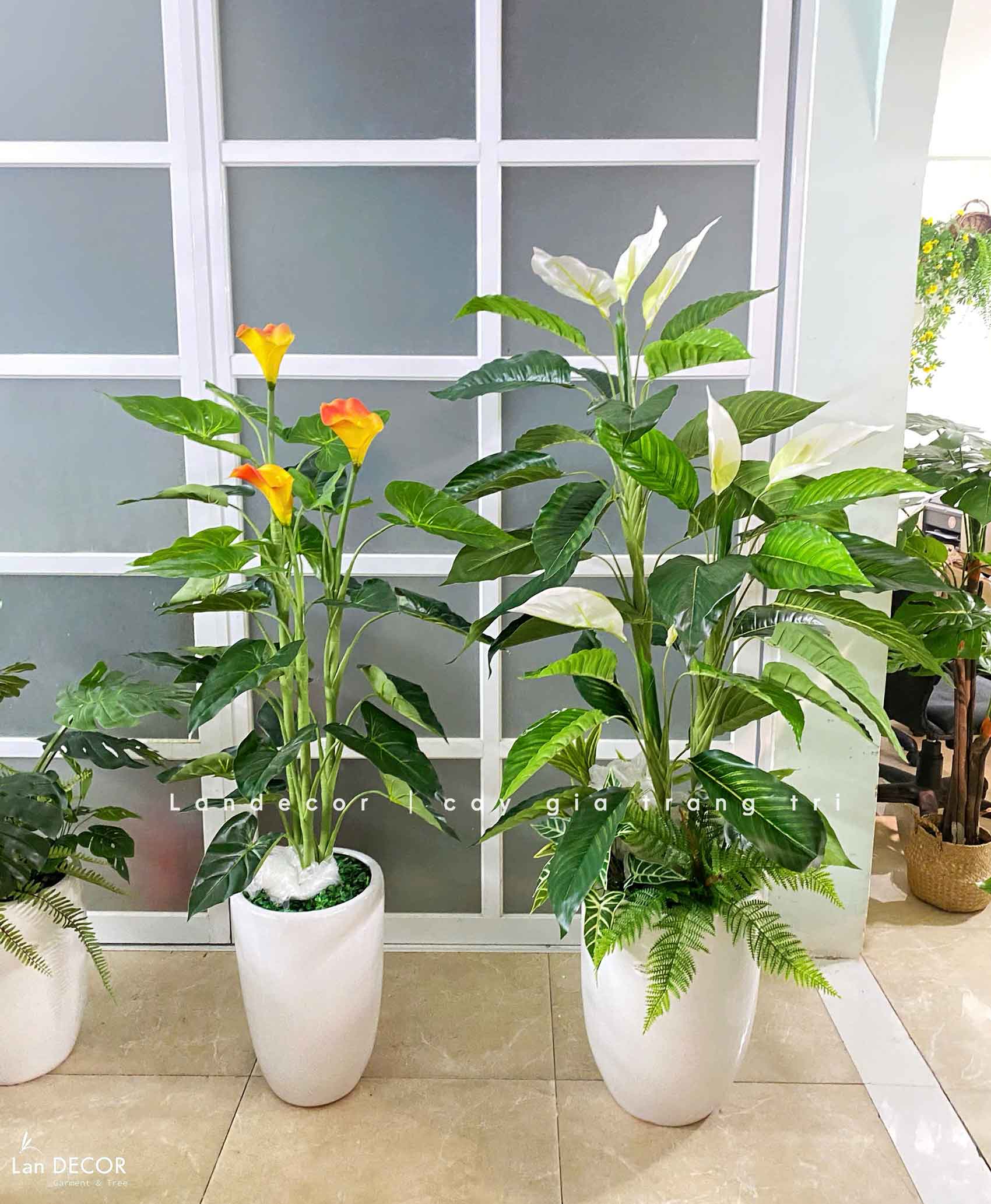 Cây Giả Decor- Cây Hoa Rum Giả Trang Trí Cửa Hiệu Nổi Bật (140cm)- CC1148