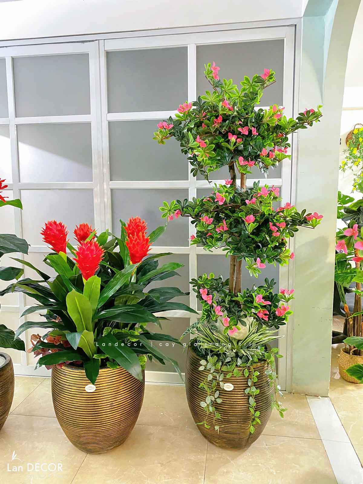 Cây Hoa Giả Decor - Cây Hoa Đỗ Quyên Thiết Kế Không Gian Đẹp (180cm)- CC1048