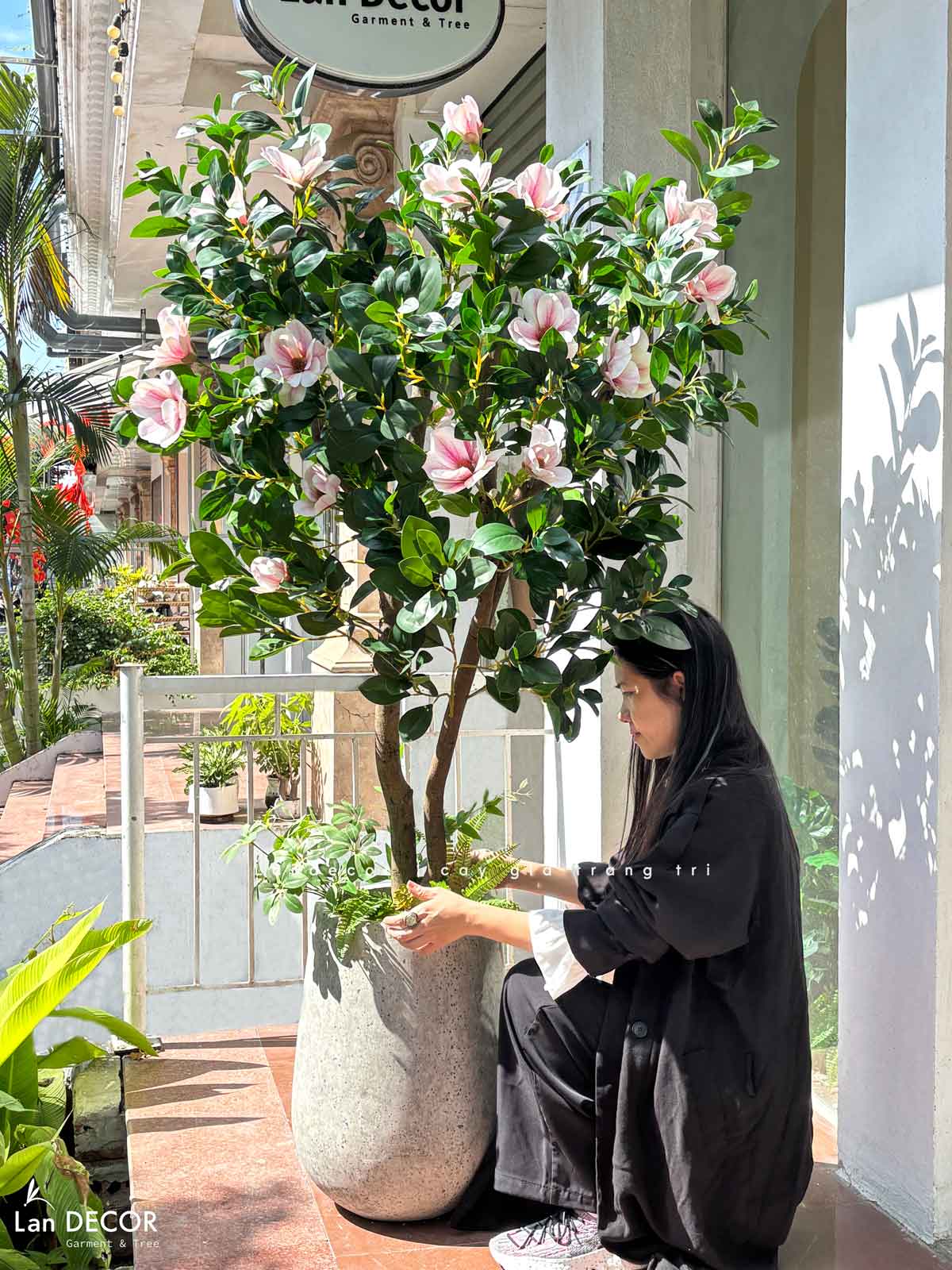 Cây Hoa Giả- Cây Hoa Mộc Lan Giả Decor Nhà Cửa Sang Trọng (160cm)- CC1215