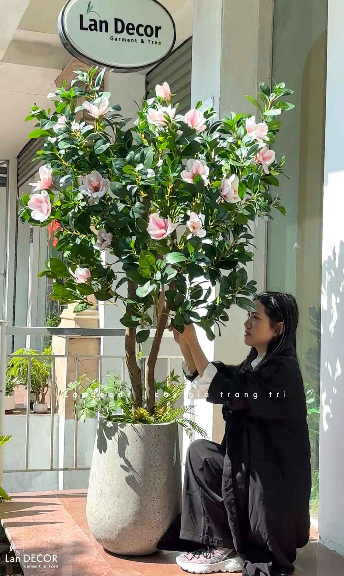 Cây Hoa Giả- Cây Hoa Mộc Lan Giả Decor Nhà Cửa Sang Trọng (160cm)- CC1215