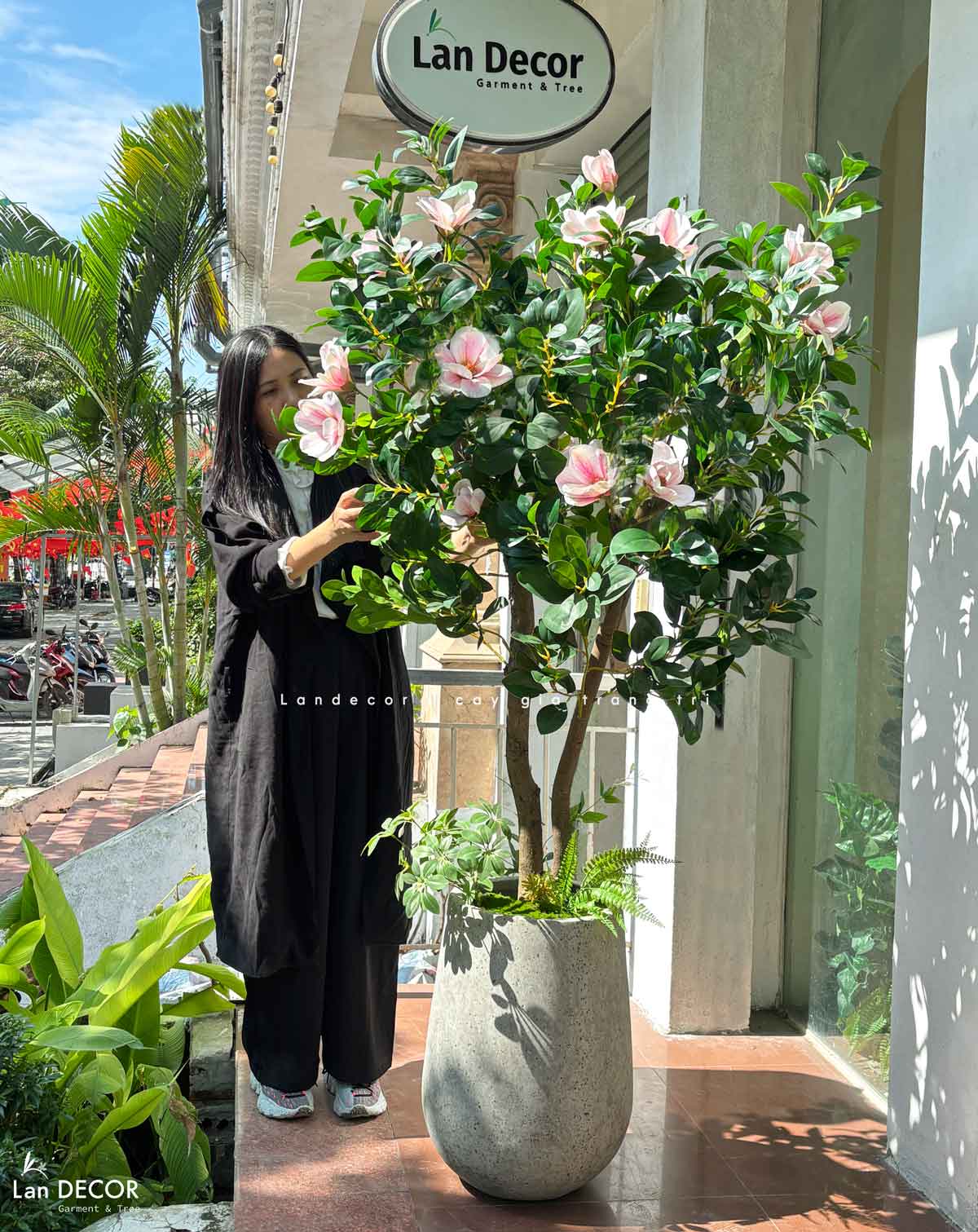 Cây Hoa Giả- Cây Hoa Mộc Lan Giả Decor Nhà Cửa Sang Trọng (160cm)- CC1215