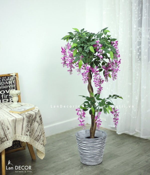 Cây hoa hoa tử đằng trang trí nội thất LanDecor (120cm) - LC2170
