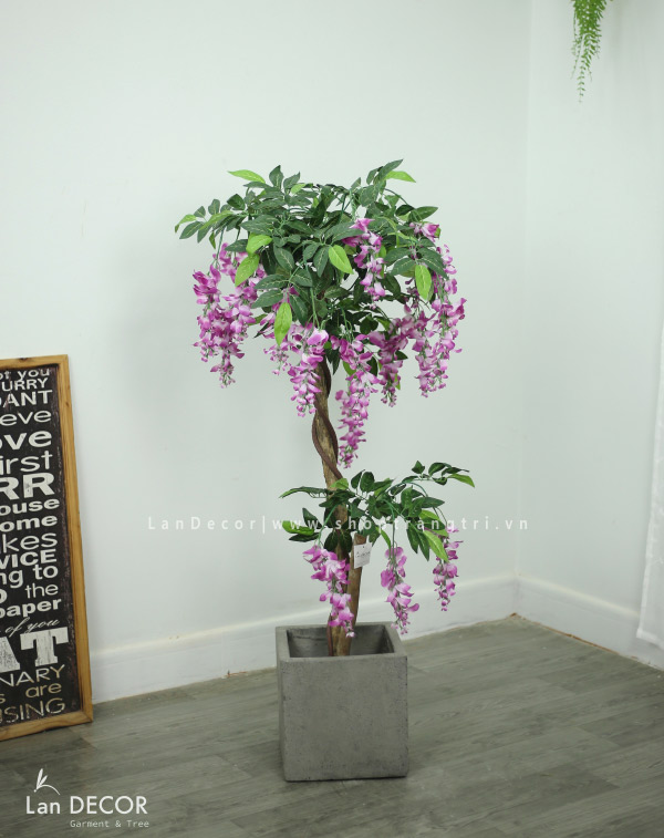 Cây hoa hoa tử đằng trang trí nội thất LanDecor (120cm) - LC2170