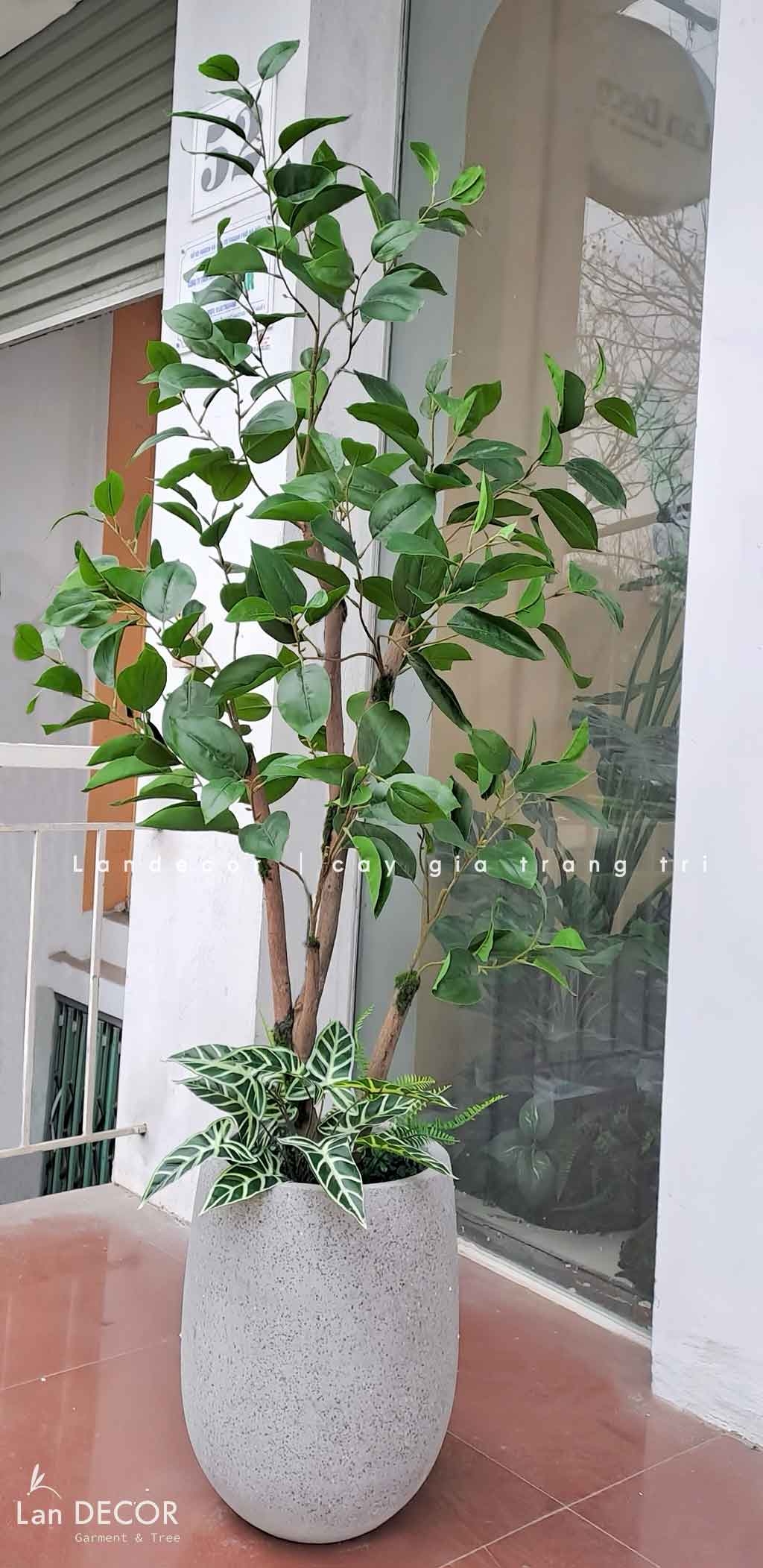 Cây Giả Thiết Kế- Cây Lá Mộc Trang Trí Cảnh Quan (155cm)- CC1046