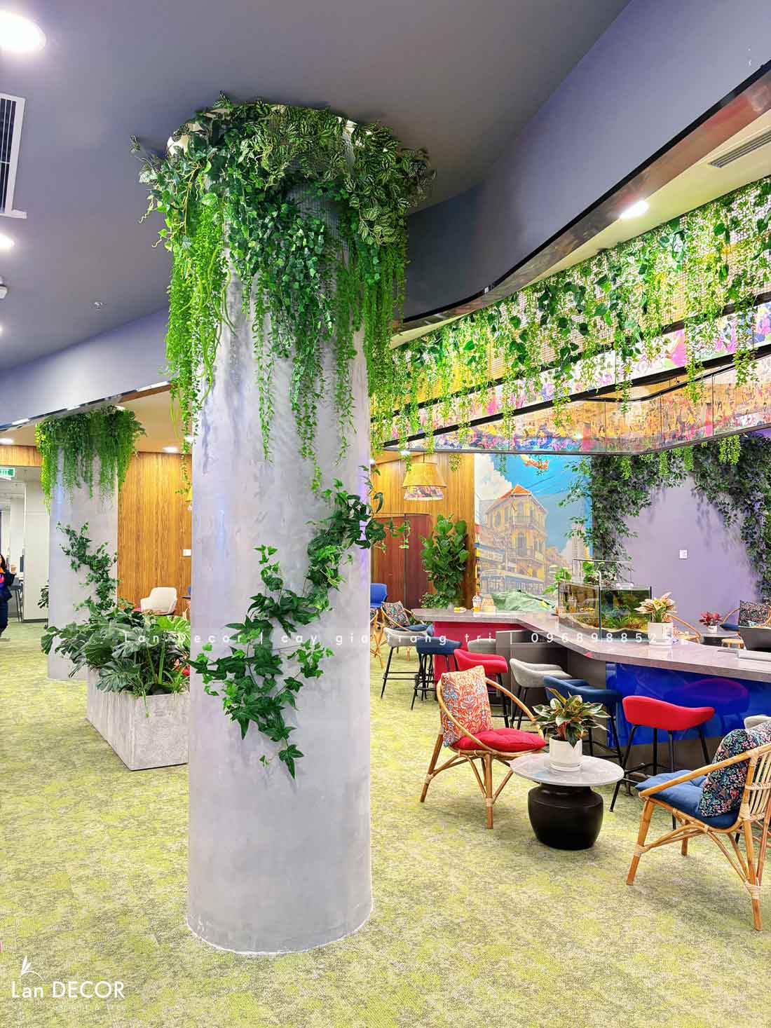 Thiết Kế, Thi Công Tiểu Cảnh Cây Leo Rủ, Kiến Tạo Văn Phòng Xanh - Văn Phòng Vikki Hà Nội