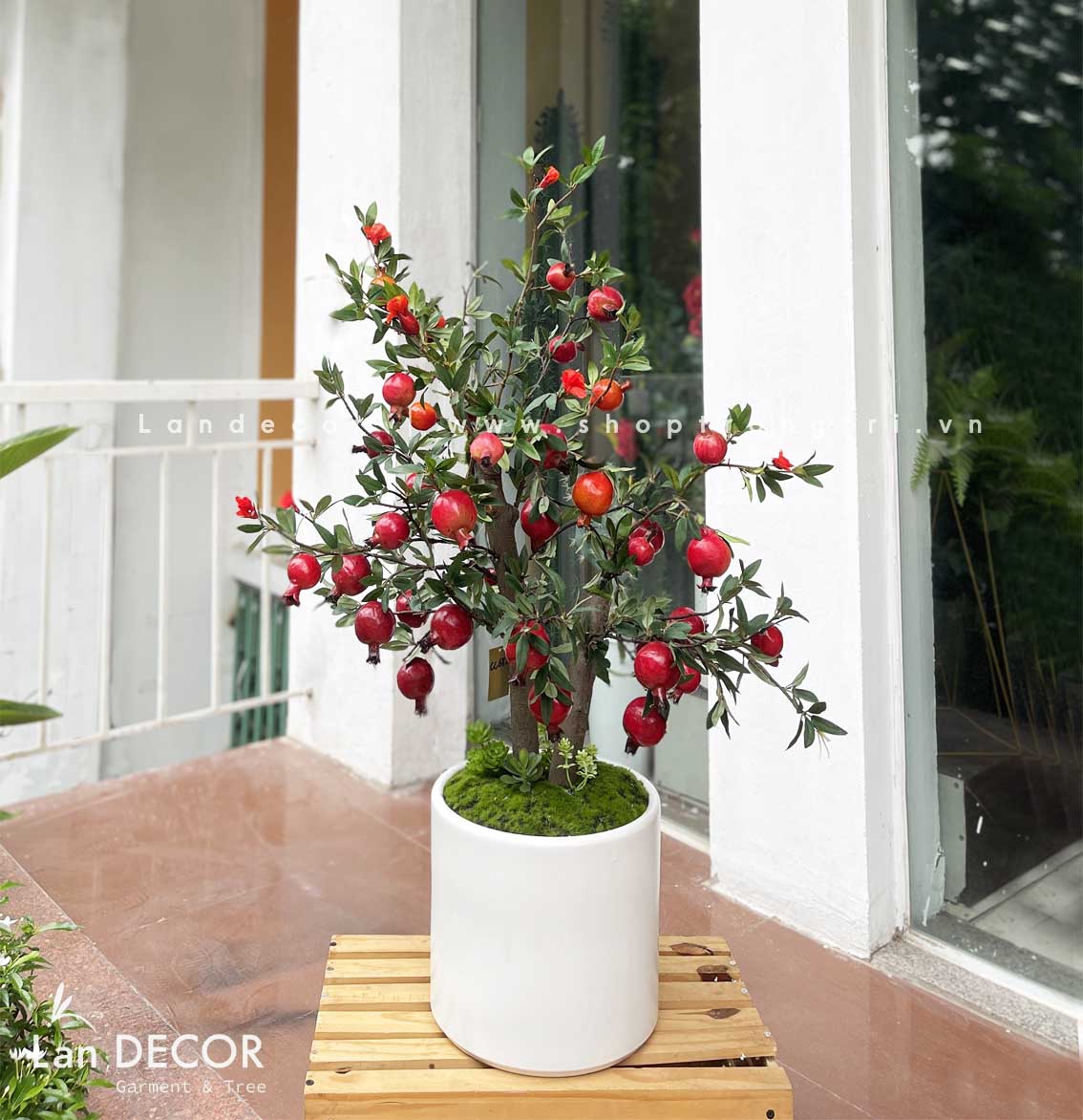 CHẬU CÂY LỰU GIẢ TRANG TRÍ KHÔNG GIAN NỘI THẤT - CC682