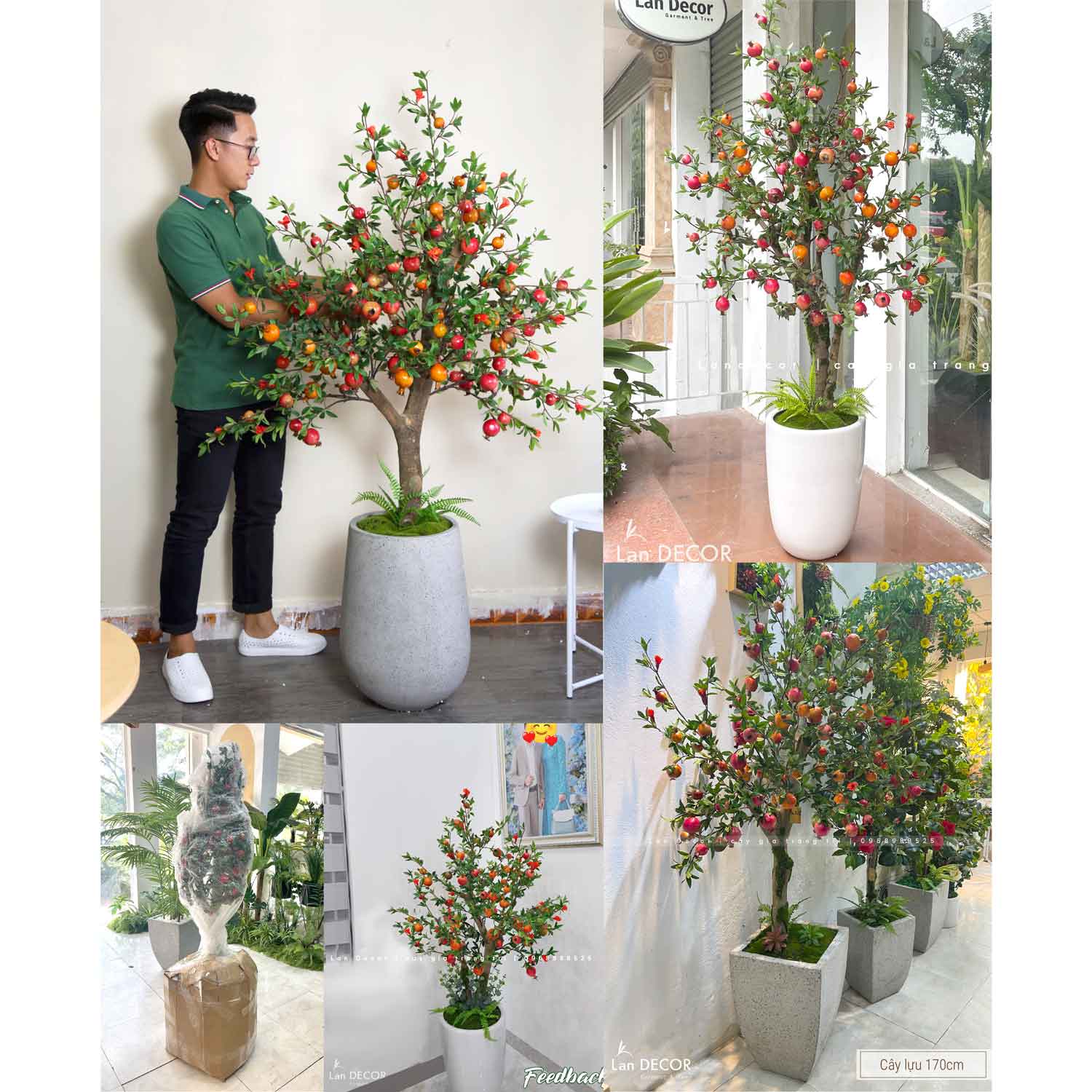 Lựu Giả Trang Trí- Mẫu Chậu Cây Lựu Giả Cao 170cm Trang Trí Nhà Đẹp