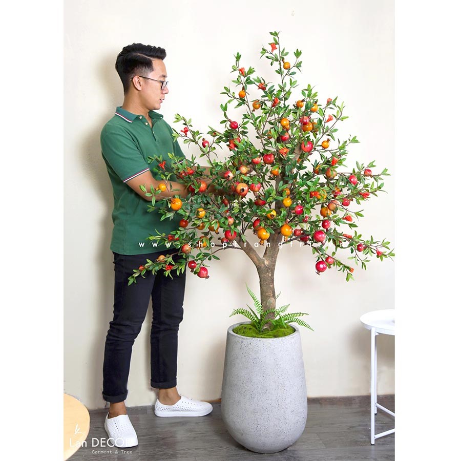 Lựu Giả Trang Trí- Mẫu Chậu Cây Lựu Giả Cao 170cm Trang Trí Nhà Đẹp