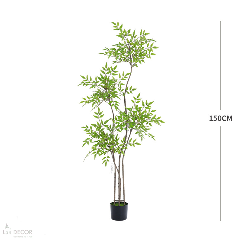 Nam Thiên Trúc Decor- Cây Nam Thiên Trúc Giả Trang Trí Nhà Đẹp (150cm)- LC3047-4 thân