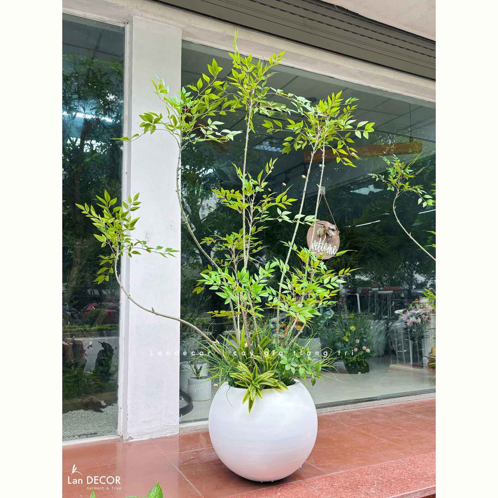 Cây Giả Decor- Cây Nam Thiên Trúc Giả Thiết Kế Sảnh Văn Phòng, Điểm Nhấn Không Gian Xanh (200cm)- LC3047 Mix