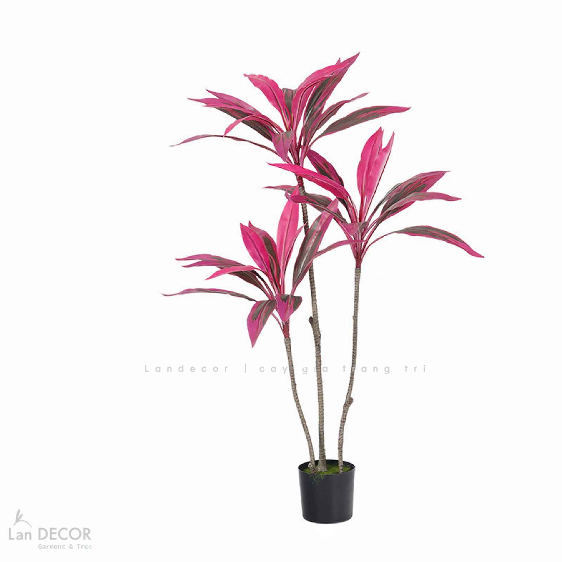 Cây Giả Decor- Cây Phất Dụ Đỏ 3 Thân Thiết Kế Tiểu Cảnh Độc Đáo (110cm)- LC3735