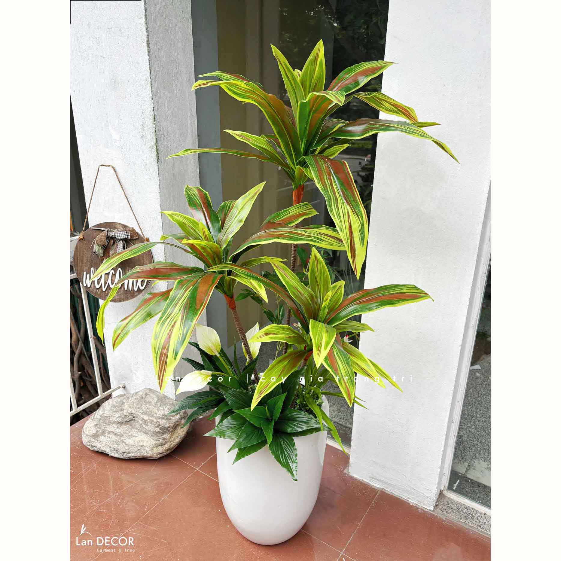 Cây Giả Trang Trí - Cây Tài Lộc Giả Thiết Kế Tiểu Cảnh Giả (100cm)- LC2989