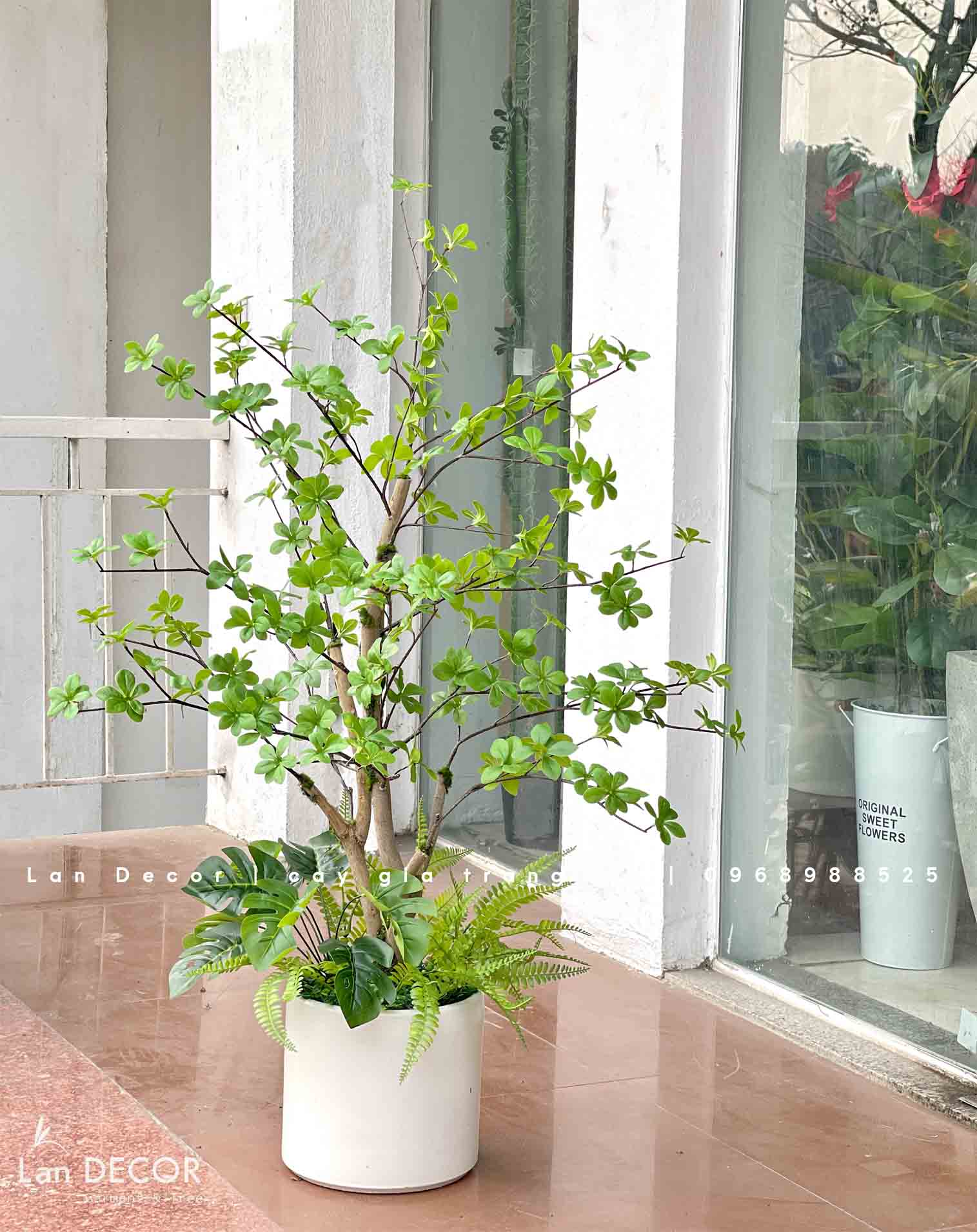 CHẬU CÂY THẠCH NAM THÂN GỖ THIẾT KẾ LAN DECOR (110cm)- CC822