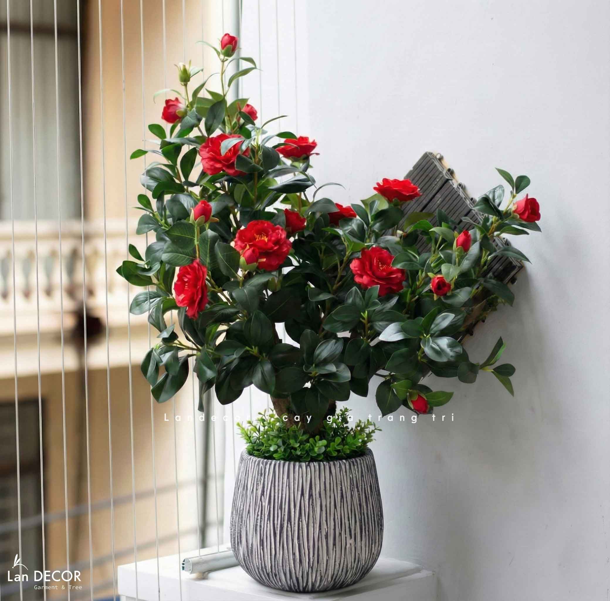 Hoa Trà Giả- Cây Hoa Trà Decor Nội Thất Thanh Lịch, Hiện Đại - CC072