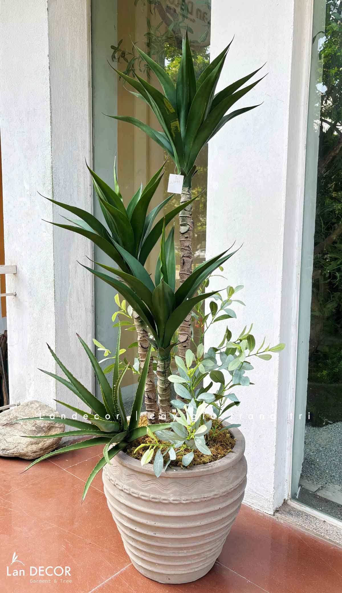 Cây Giả Tiểu Cảnh- Cây Yucca Giả Trang Trí Tiểu Cảnh Xương Rồng Độc Đáo (120cm)- LC3541