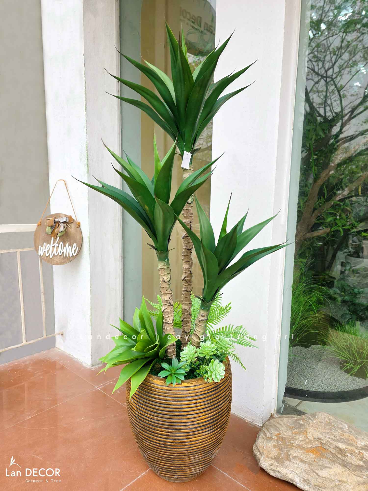 Cây Giả Tiểu Cảnh- Cây Yucca Giả Trang Trí Tiểu Cảnh Xương Rồng Độc Đáo (120cm)- LC3541