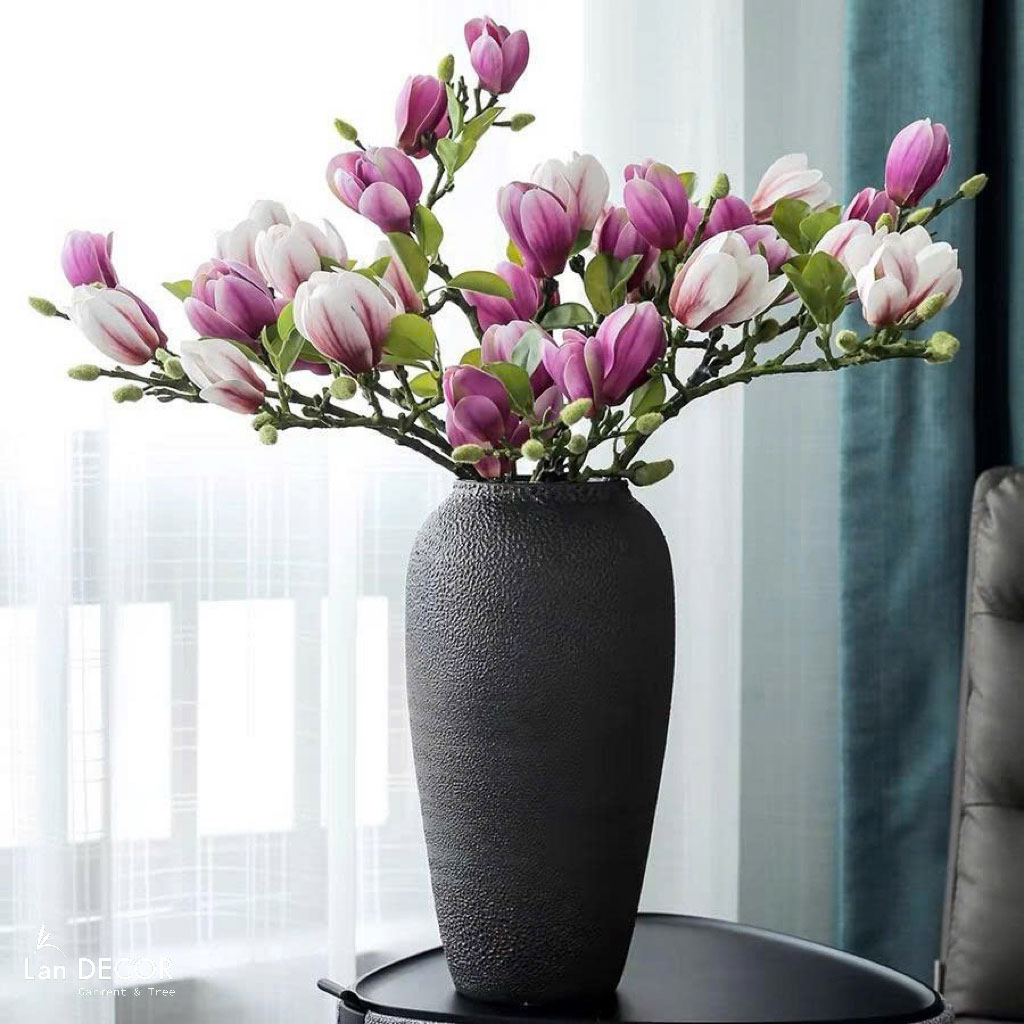 Hoa Giả Decor - Cành Hoa Mộc Lan Giả Trang Trí (65cm)- HC1326