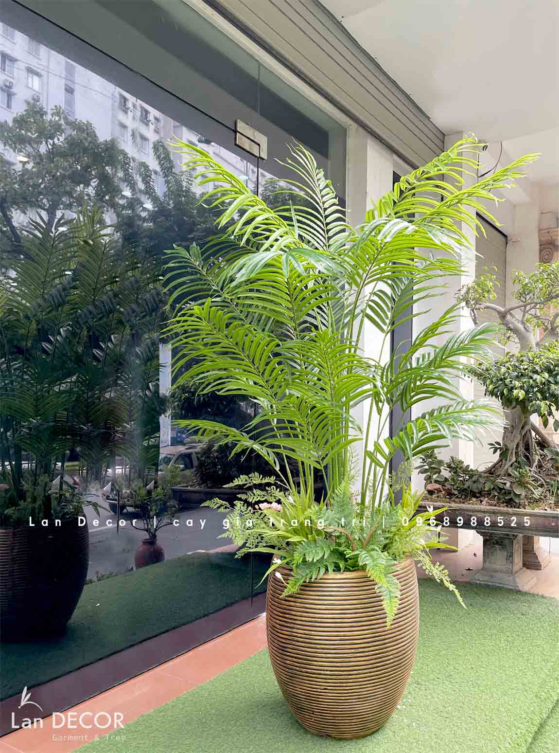 Cây giả decor - Cây dừa cảnh trang trí không gian xanh mát (150cm)- LC3038