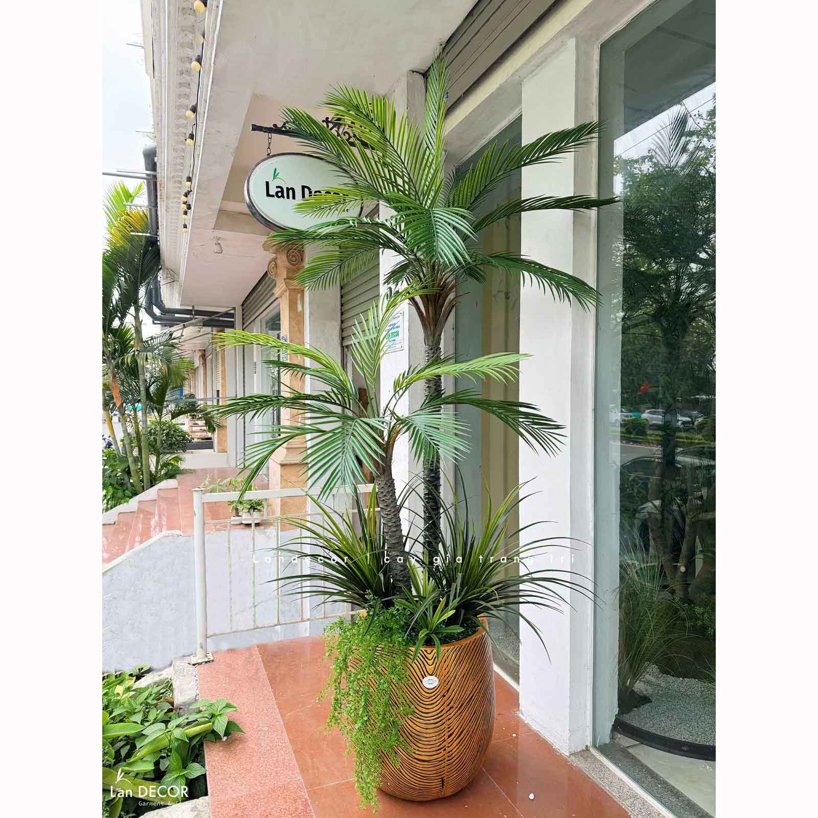 Cây Giả - Cây Dừa Giả 2 Thân Thiết Kế Văn Phòng Hiện Đại (210cm)- LC3567- ghép