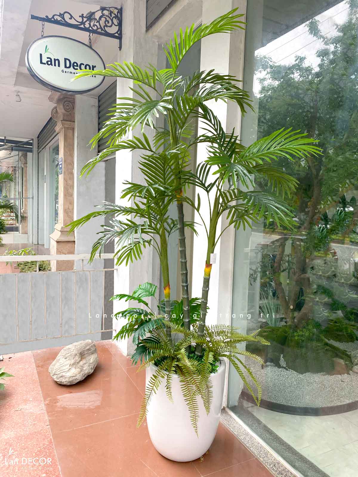 Cây Giả Trang Trí- Cây Dừa Giả 3 Thân Thiết Kế Tiểu Cảnh Xanh Độc Đáo (180cm)- LC3707