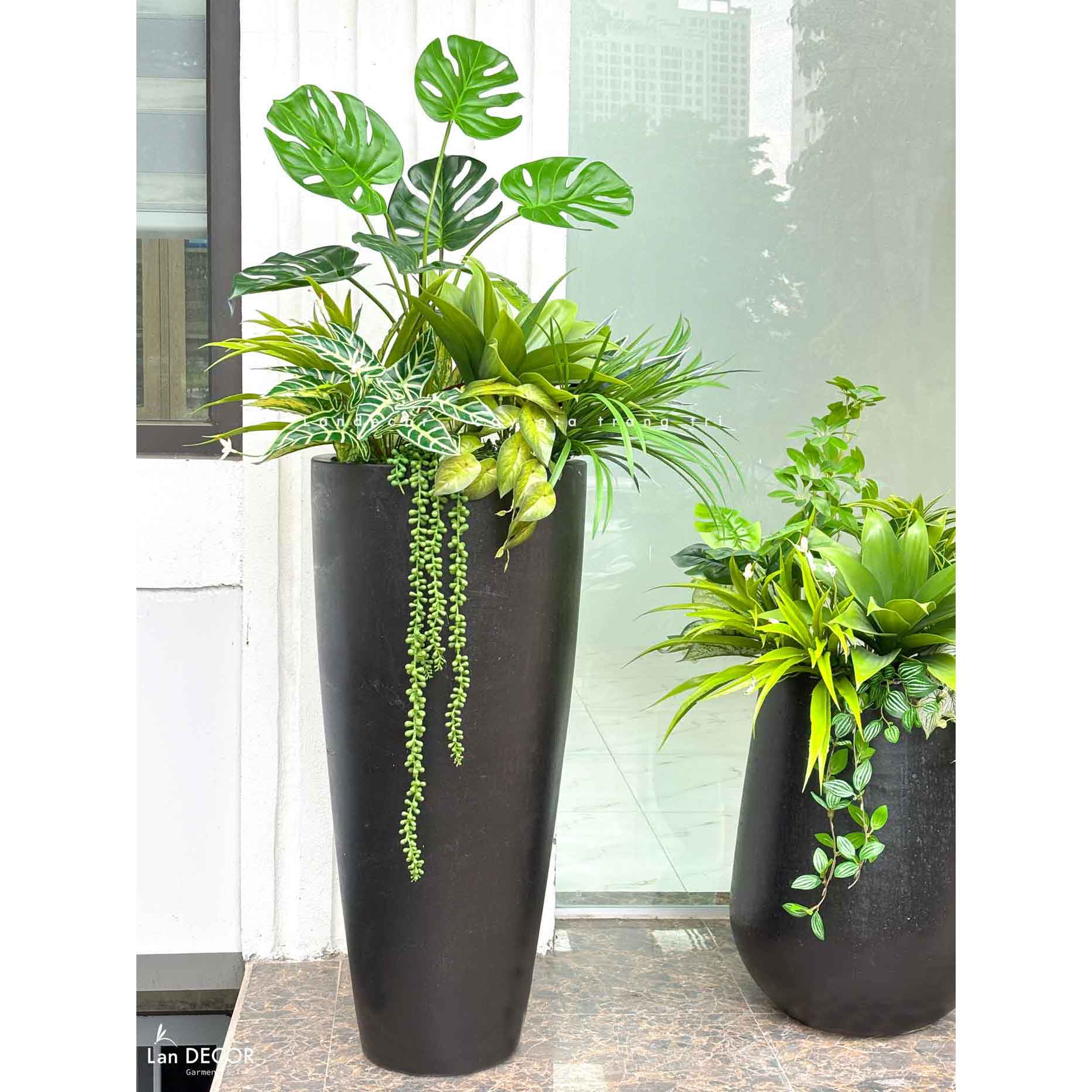 Cây Giả Decor Tiểu Cảnh- Chậu Cây Giả Decor Không Gian Hiện Đại, Điểm Nhấn Ấn Tượng (cao 140cm, tán 60cm)- CC1126