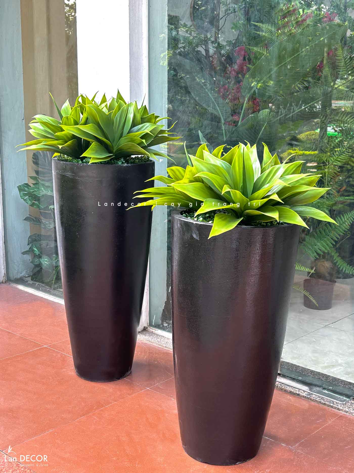 Tiểu Cảnh Cây Giả- Chậu Cây Lô Hội Giả Thiết Kế Cửa Hiệu (cao 70-105cm, tán 60cm)- CC1130