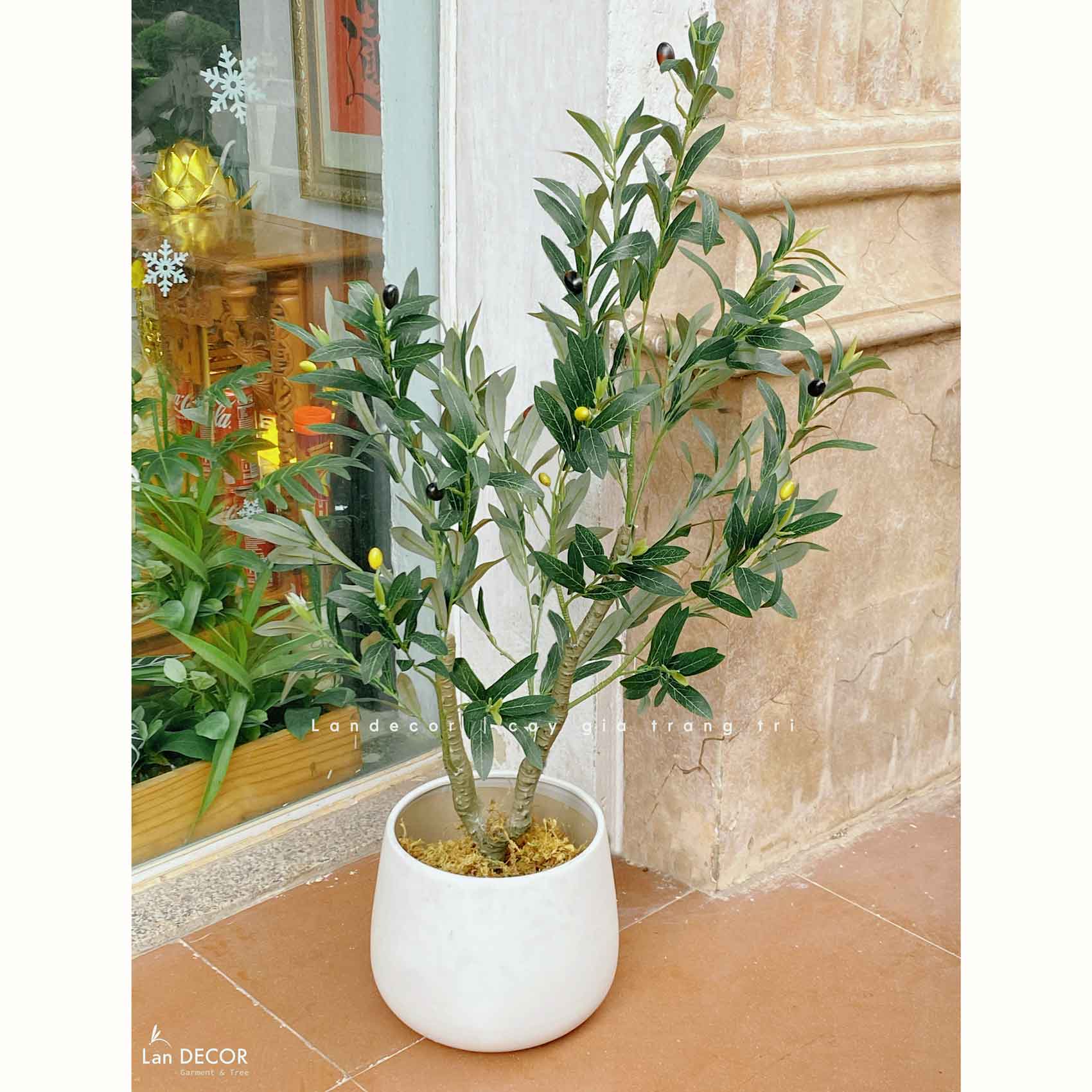 Cây Cảnh Giả- Cây Olive Giả Trang Trí Căn Hộ Hiện Đại (100cm)- CC1287