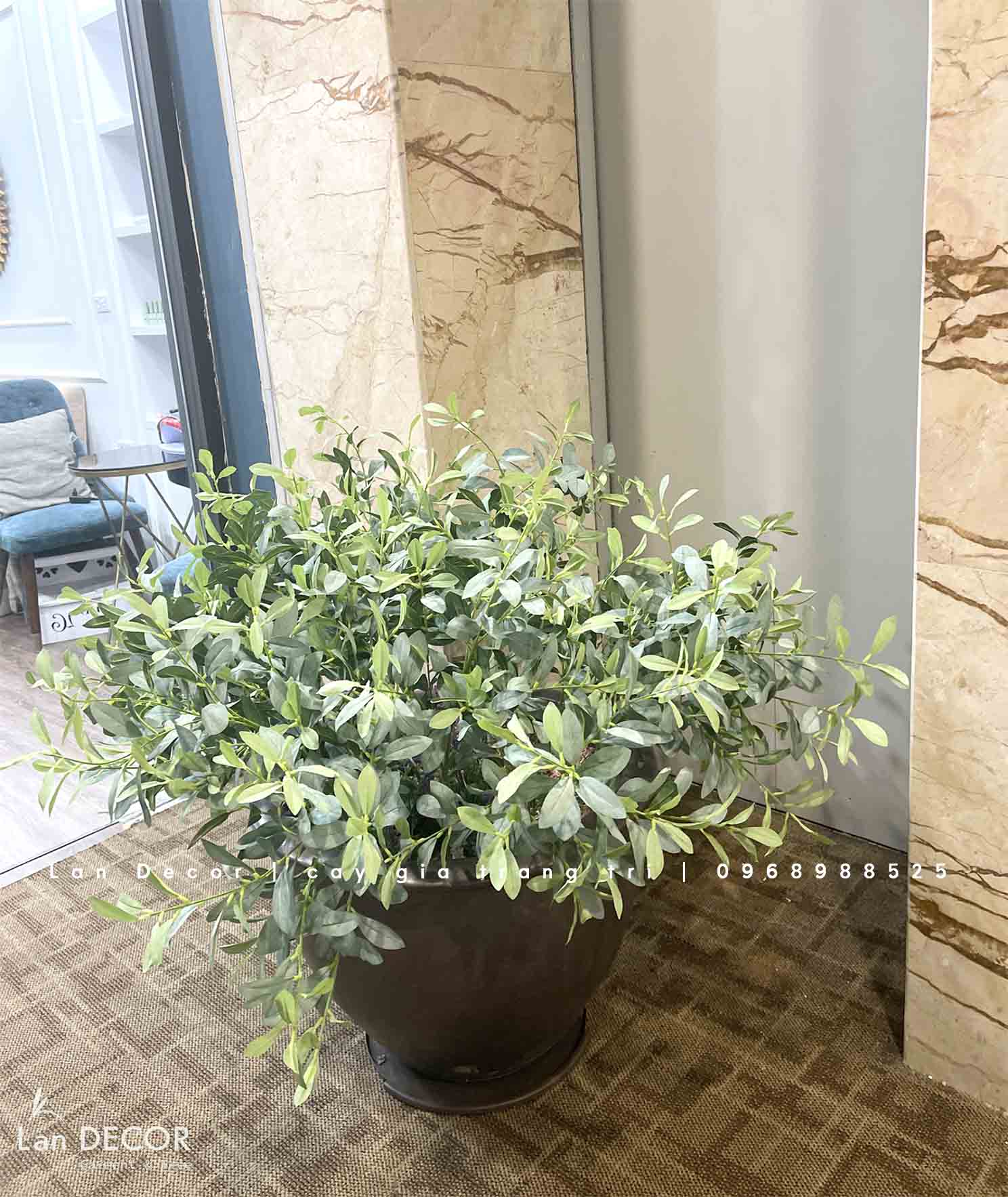 Cây giả trang trí- Chậu cây cafe decor nhà hàng, cửa hiệu- CC933