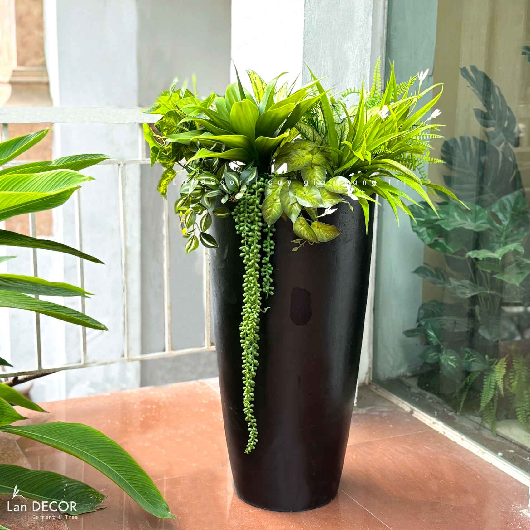 Tiểu Cảnh Giả- Chậu Cây Tiểu Cảnh Giả Trang Trí Sảnh Văn Phòng Xanh Mát (cao 95cm, tán 60cm)- CC1125