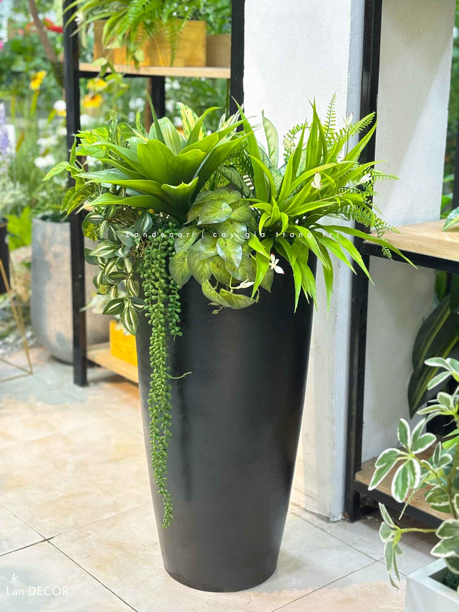 Tiểu Cảnh Giả- Chậu Cây Tiểu Cảnh Giả Trang Trí Sảnh Văn Phòng Xanh Mát (cao 95cm, tán 60cm)- CC1125