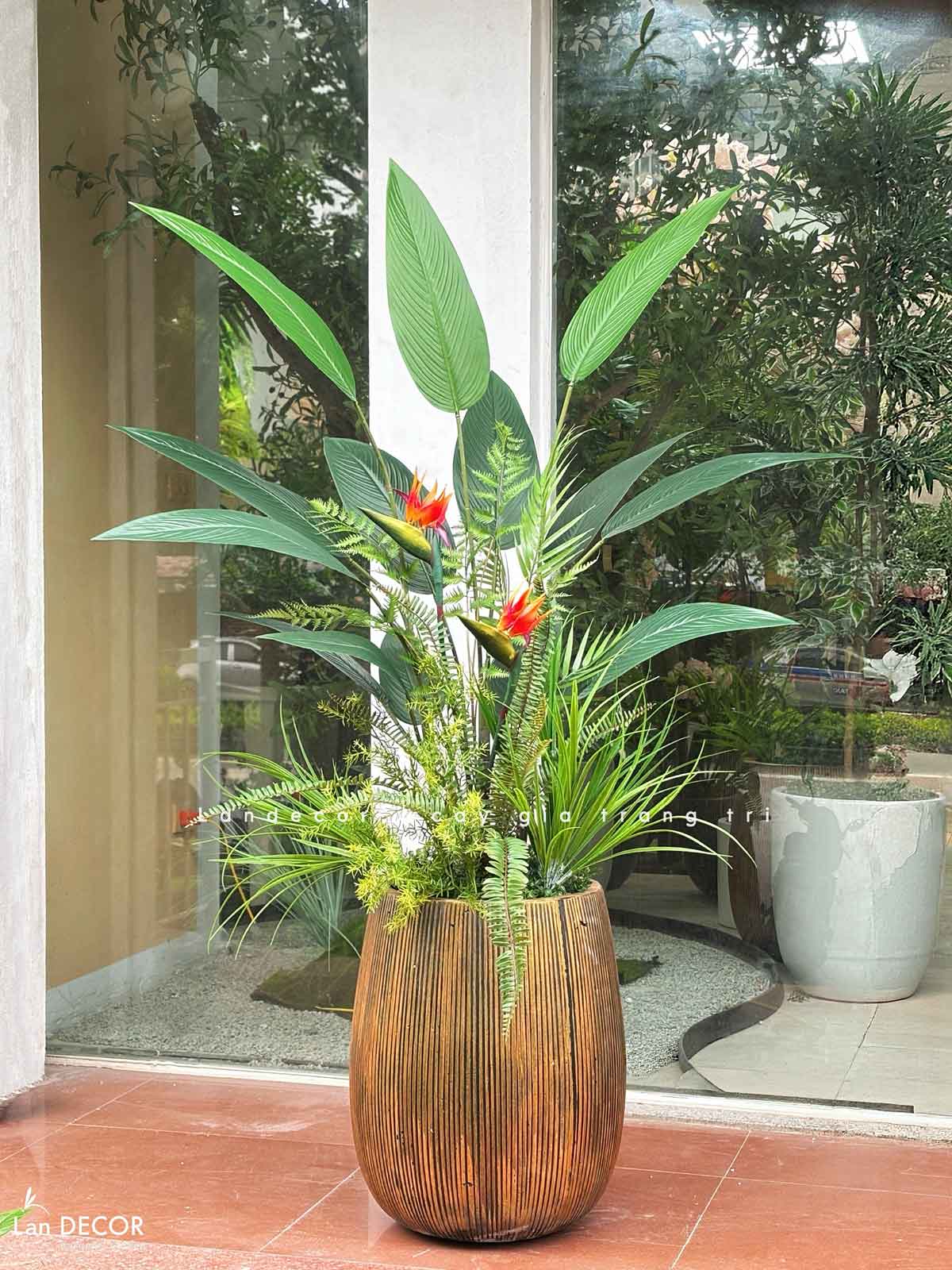 Cây chuối thiên điểu trang trí LanDecor (140cm) - LC3180 mix