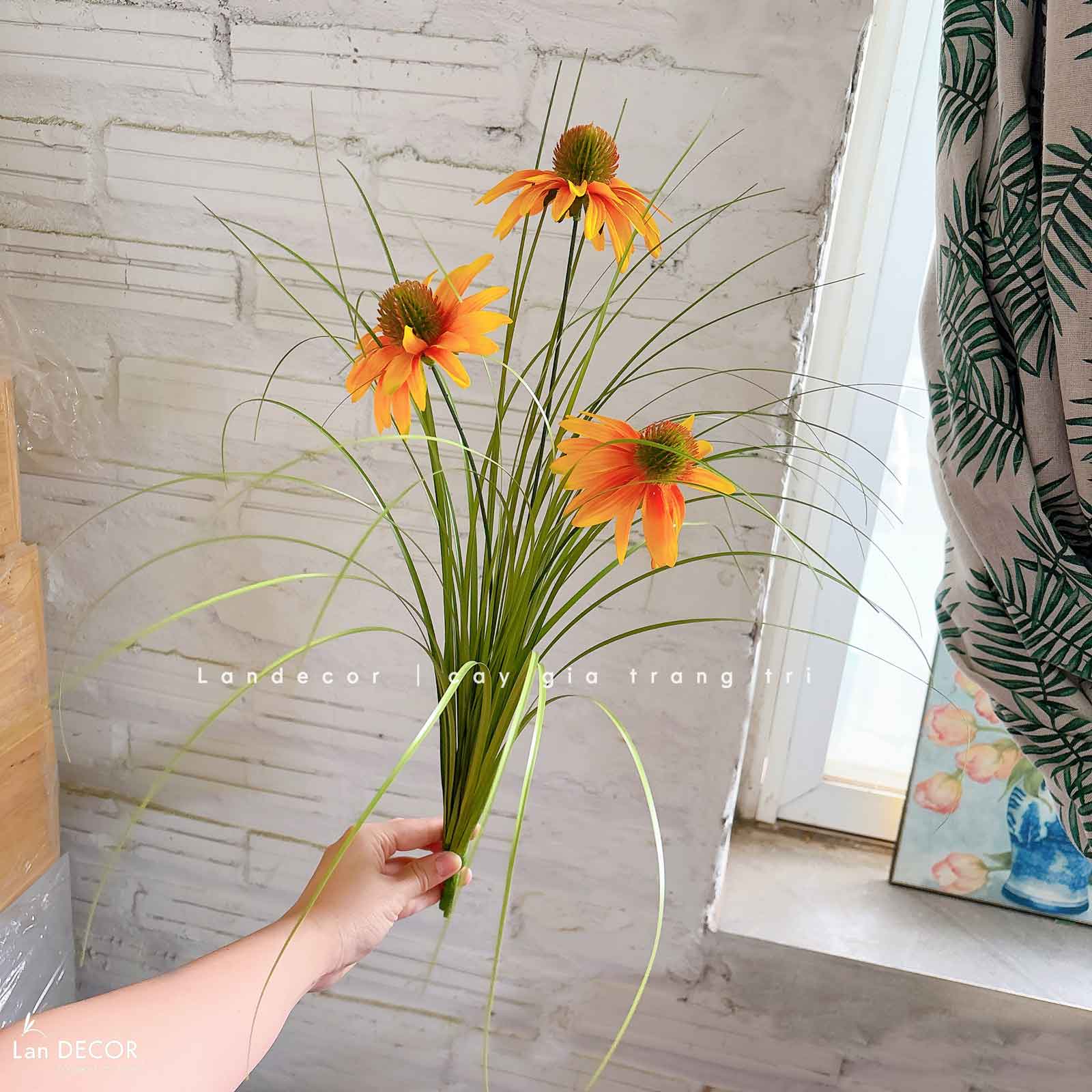 Hoa Cúc Mỹ Giả- Cành Hoa Cúc Mỹ Giả Decor Kệ Sắt, Thiết Kế Tiểu Cảnh Rêu Hoa Ấn Tượng- CC1084