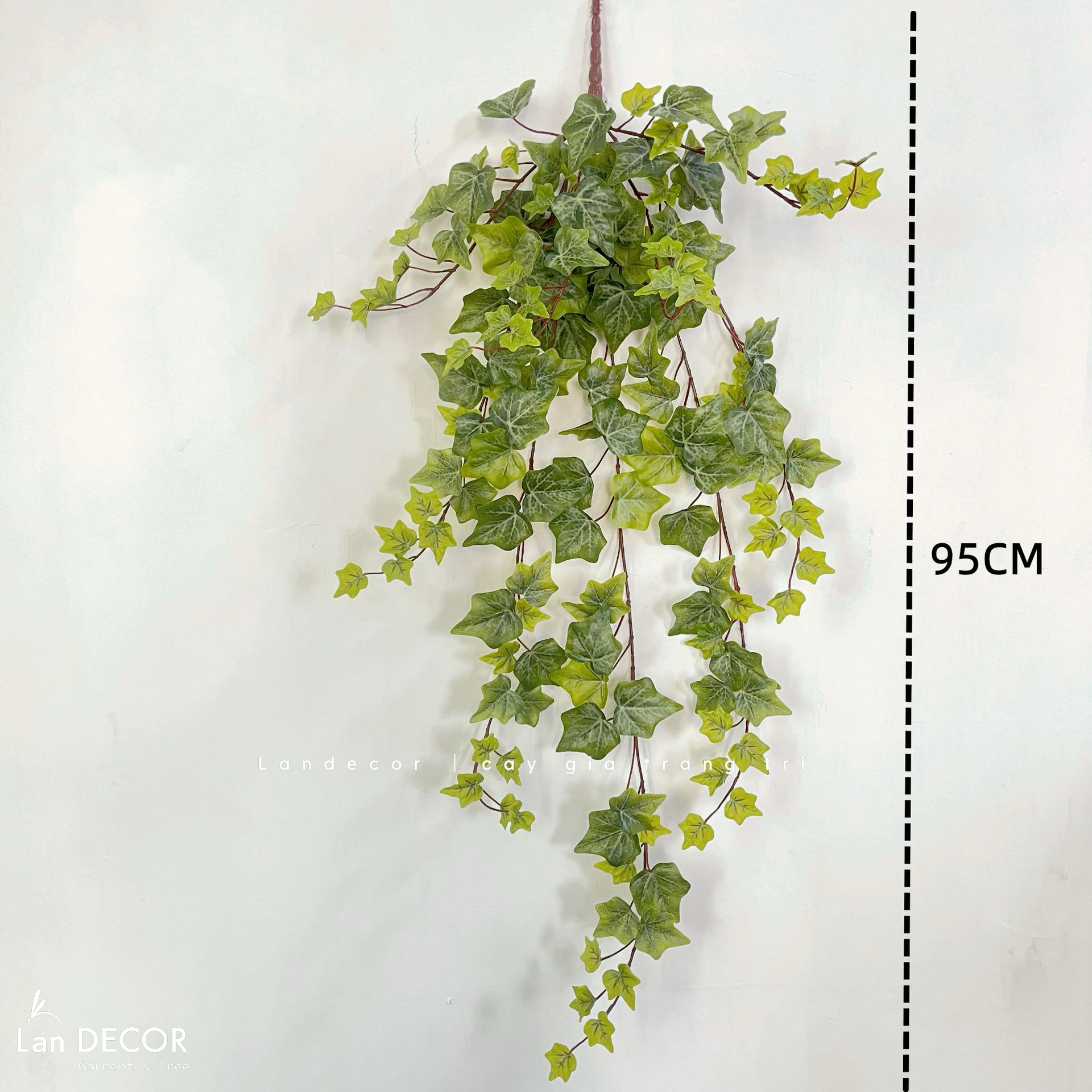 Cành Lá Giả Decor- Cụm Thường Xuân Rủ Cắm Giỏ Treo Trang Trí Xanh Mát (92cm)- HC1281